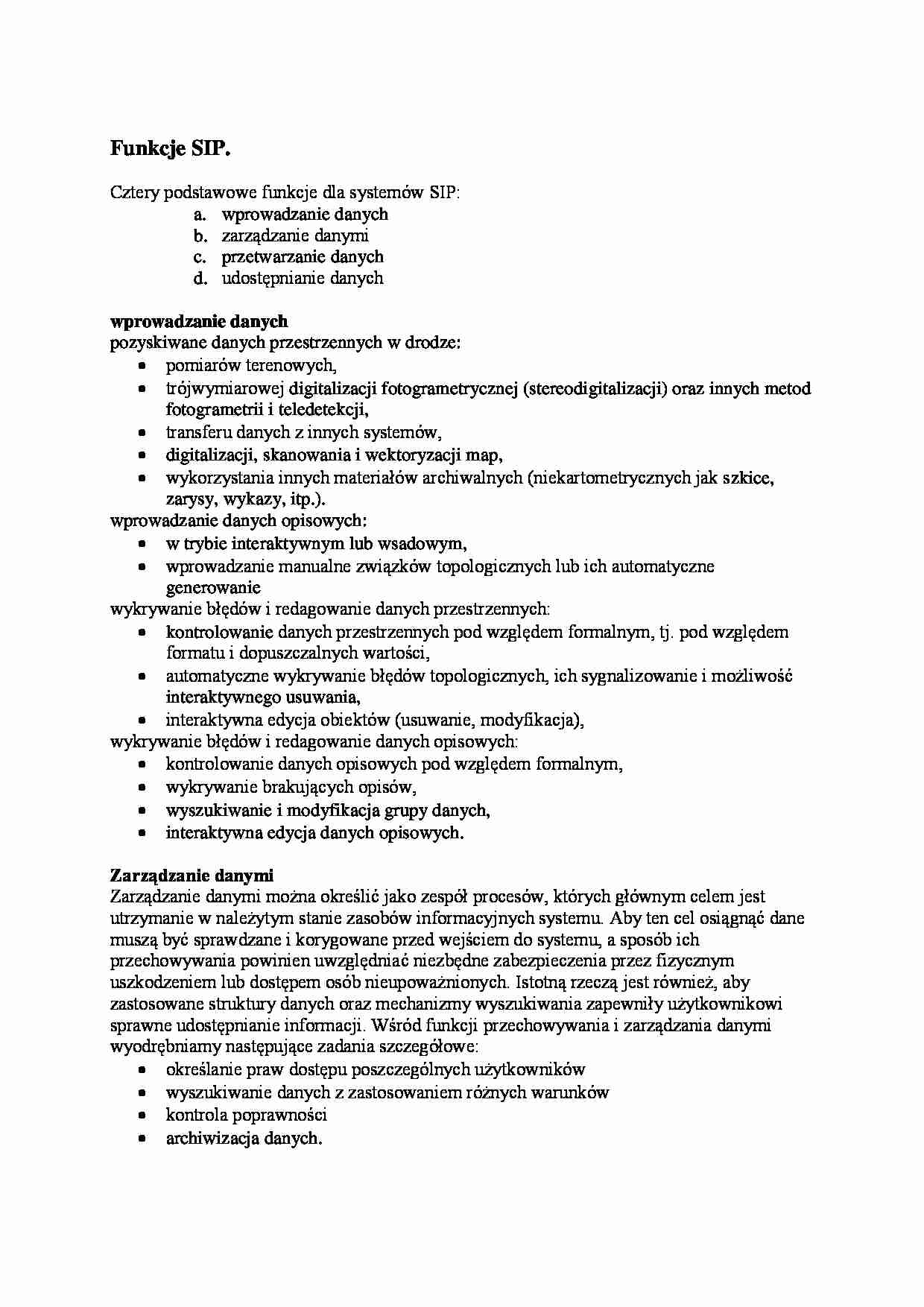 Funkcje SIP-opracowanie - strona 1