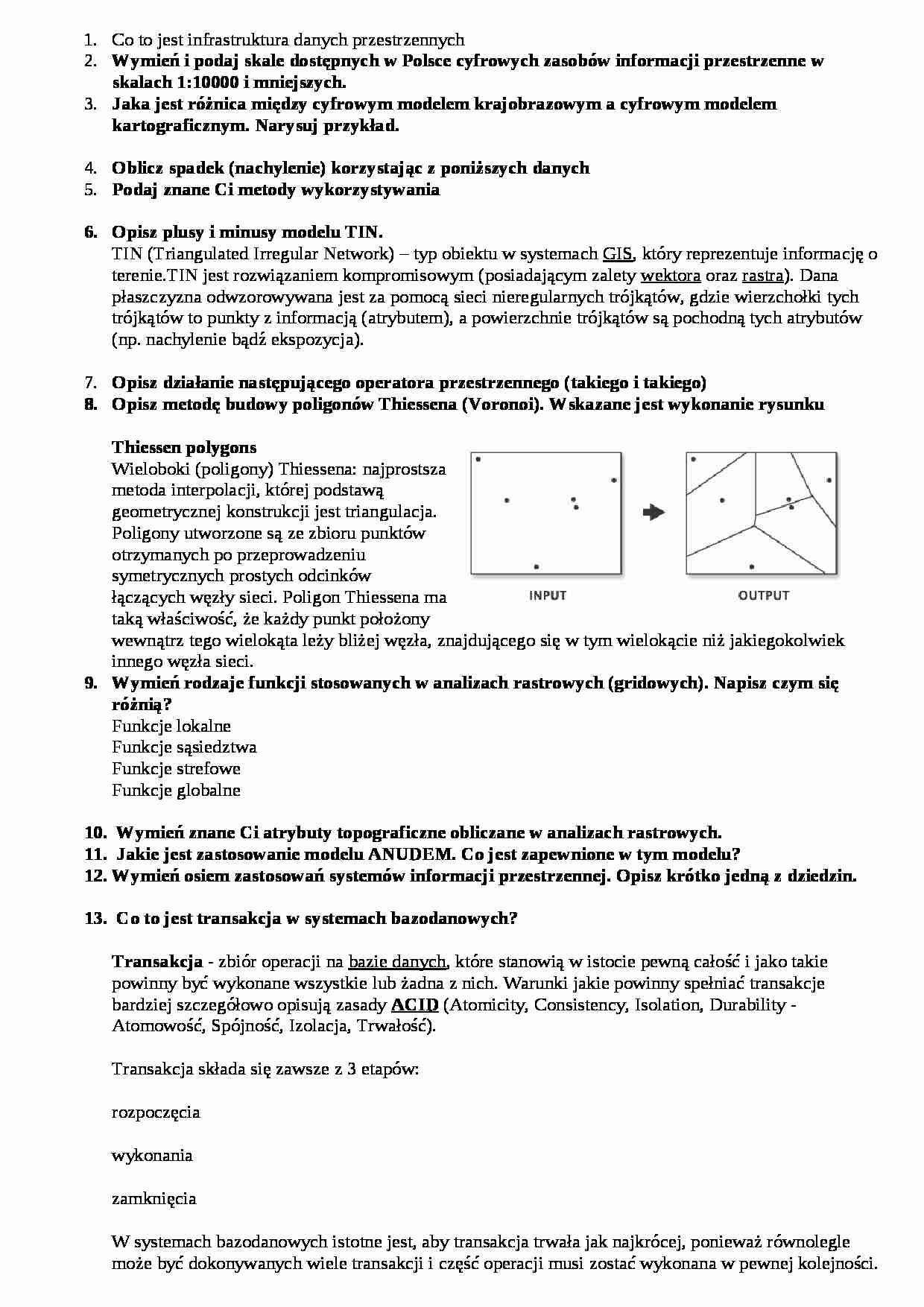 Kartografia i systemy przestrzenne-pytania na kartkówkę - strona 1