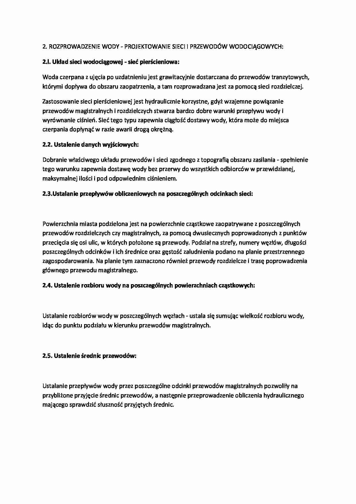 Rozprowadzenie wody-opracowanie - strona 1