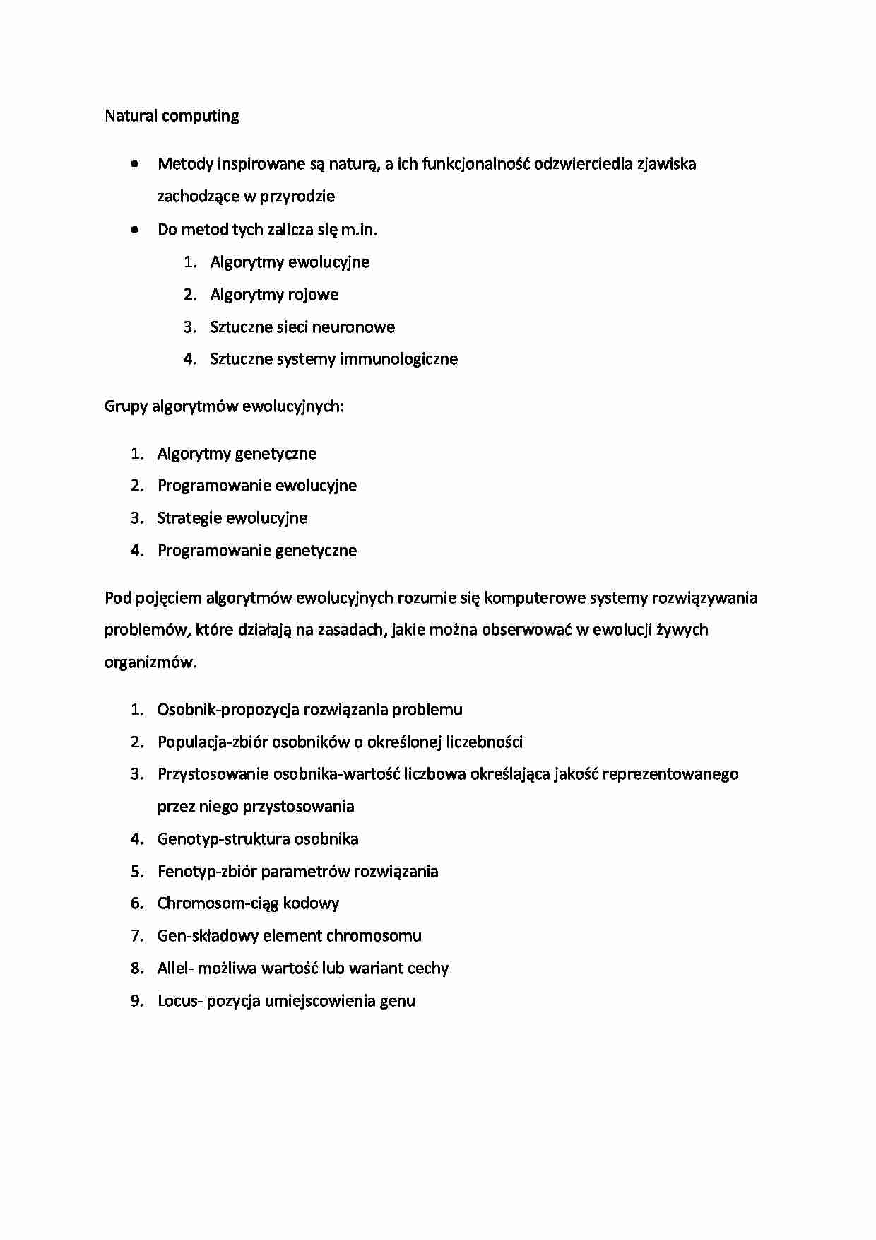 Natural computing - omówienie - strona 1