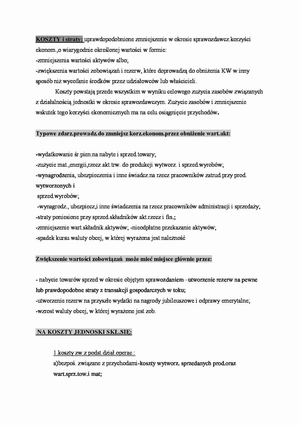 Koszty i straty - omówienie - strona 1