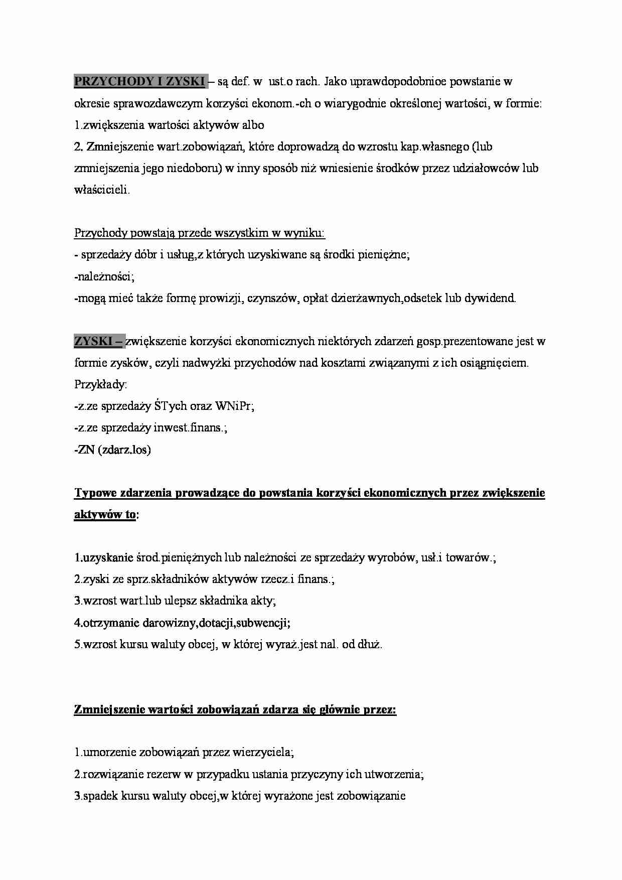 Przychody i zyski - omówienie - strona 1