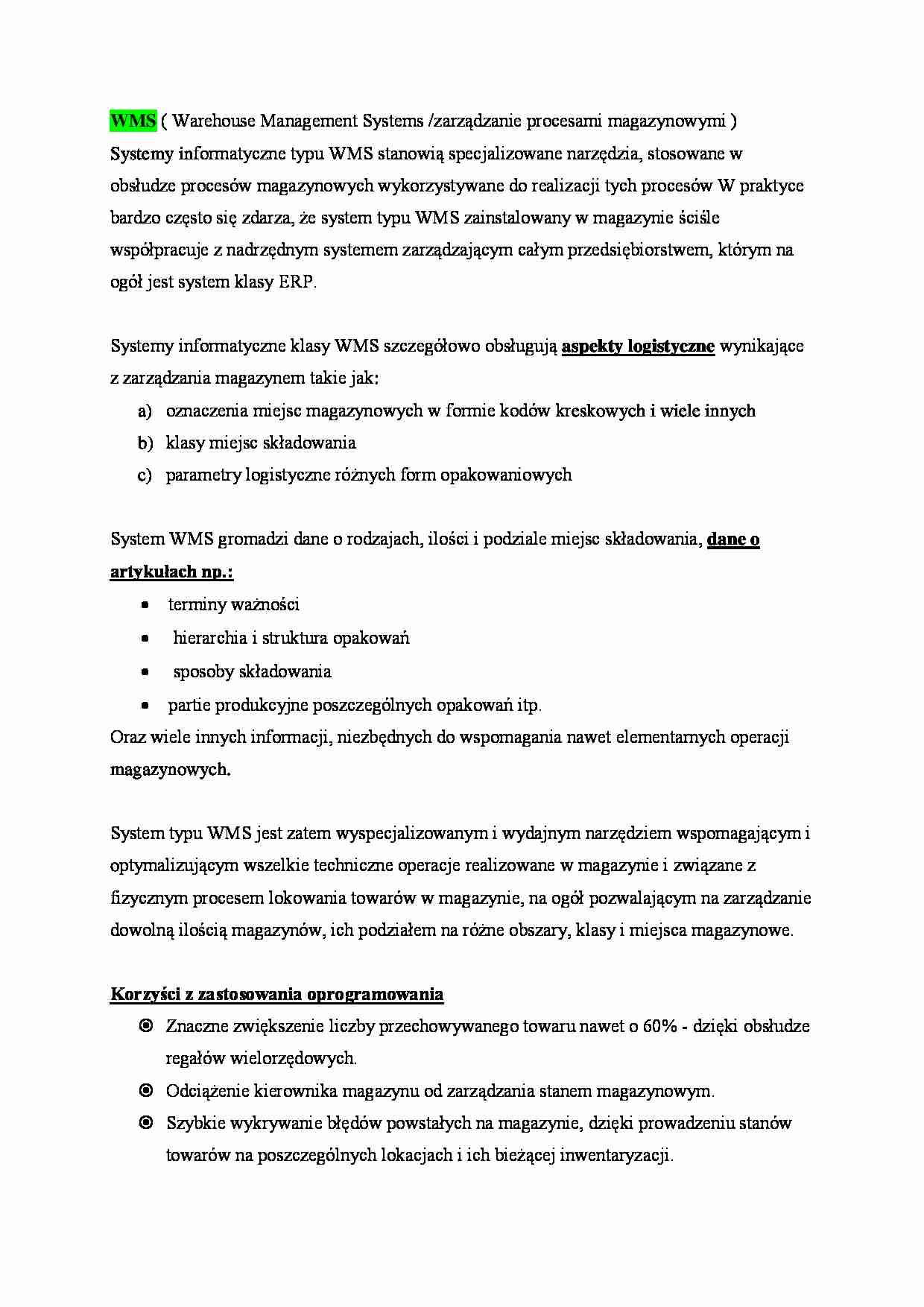 Warehouse Management Systems - omówienie - strona 1