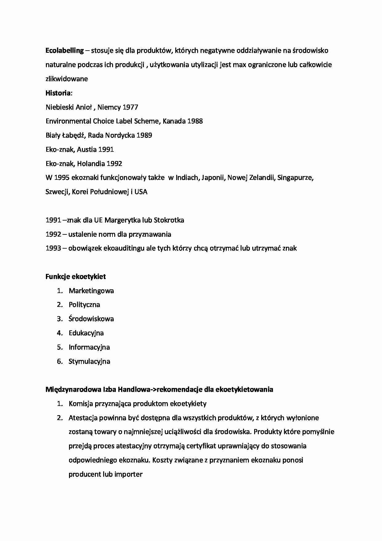 Ecolabelling - funkcje - omówienie - strona 1