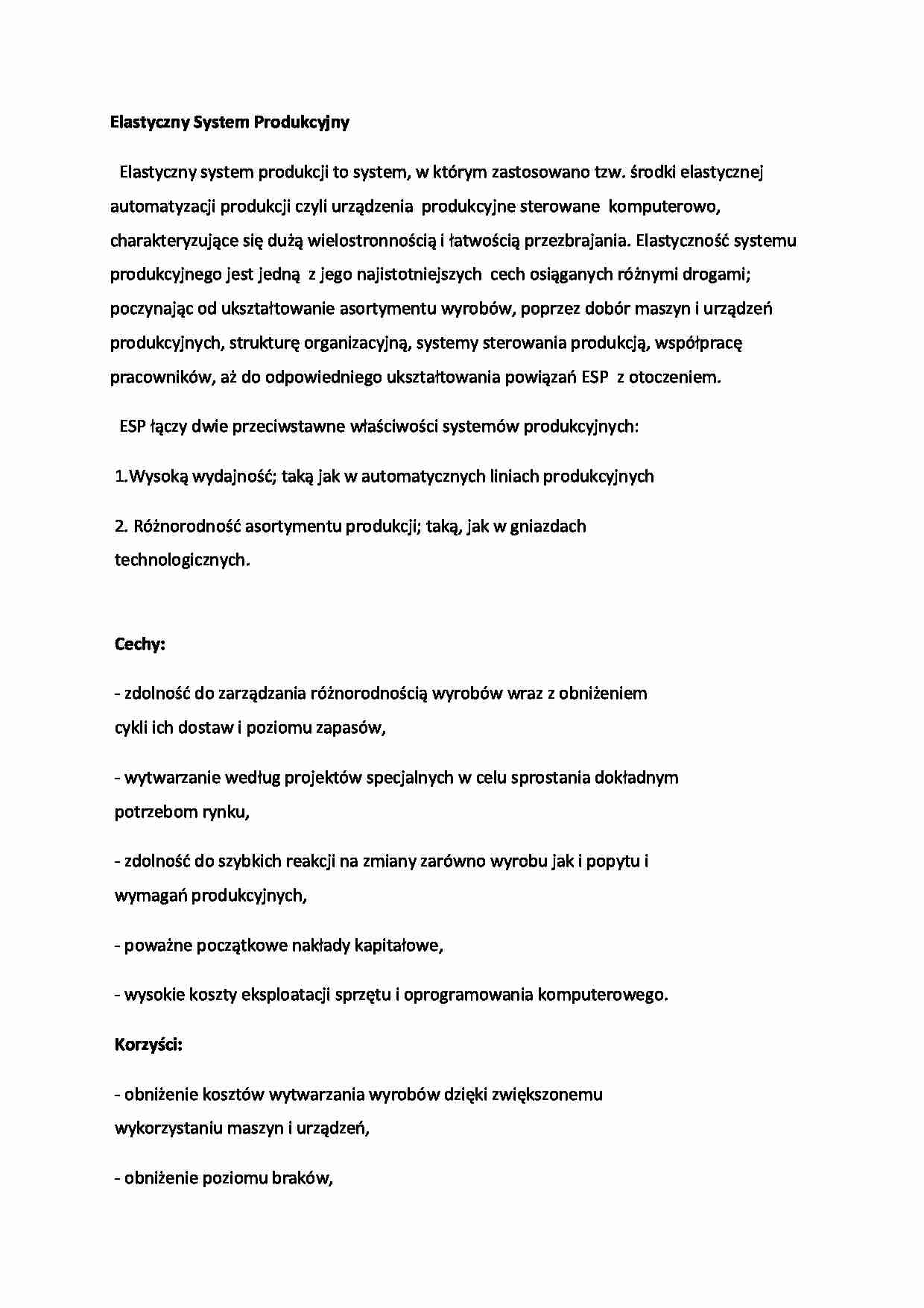Elastyczny System Produkcyjny - omówinie - strona 1