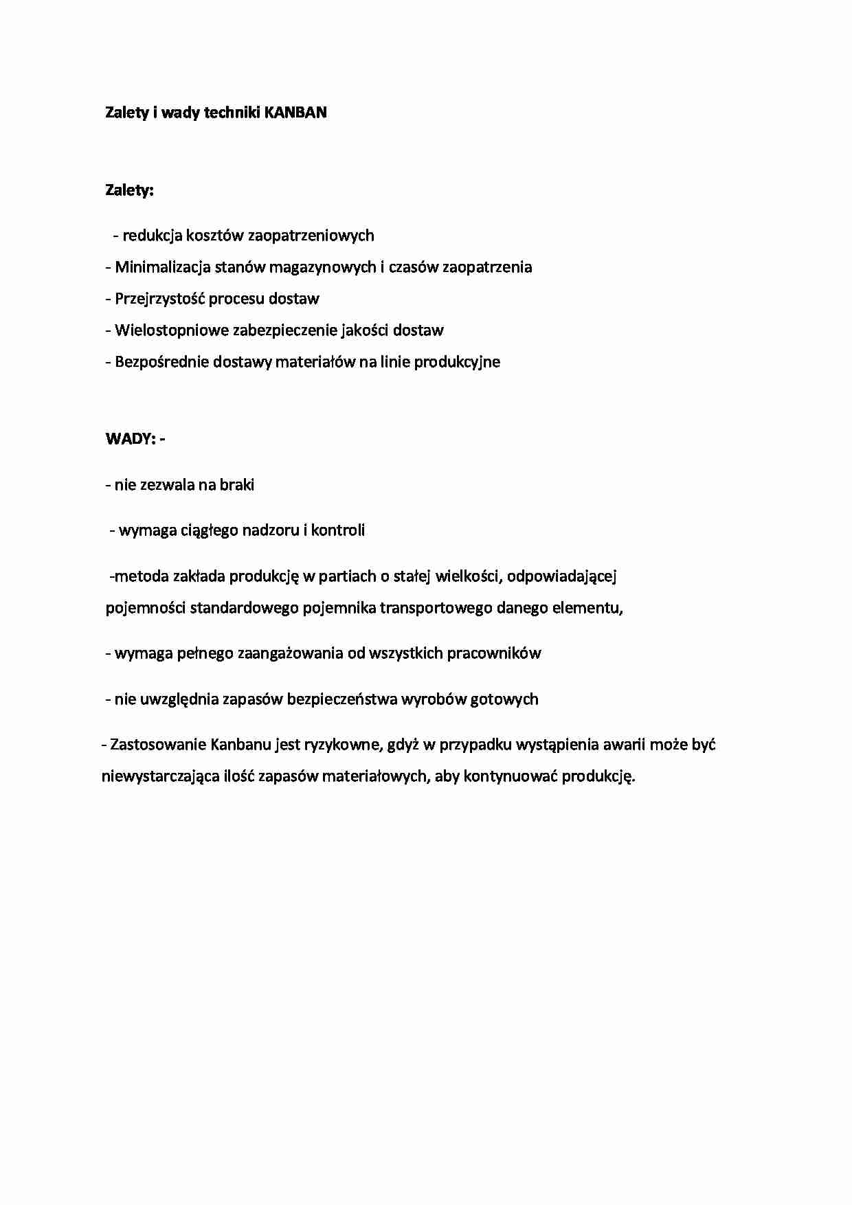 Zalety i wady techniki KANBAN - omówienie - strona 1
