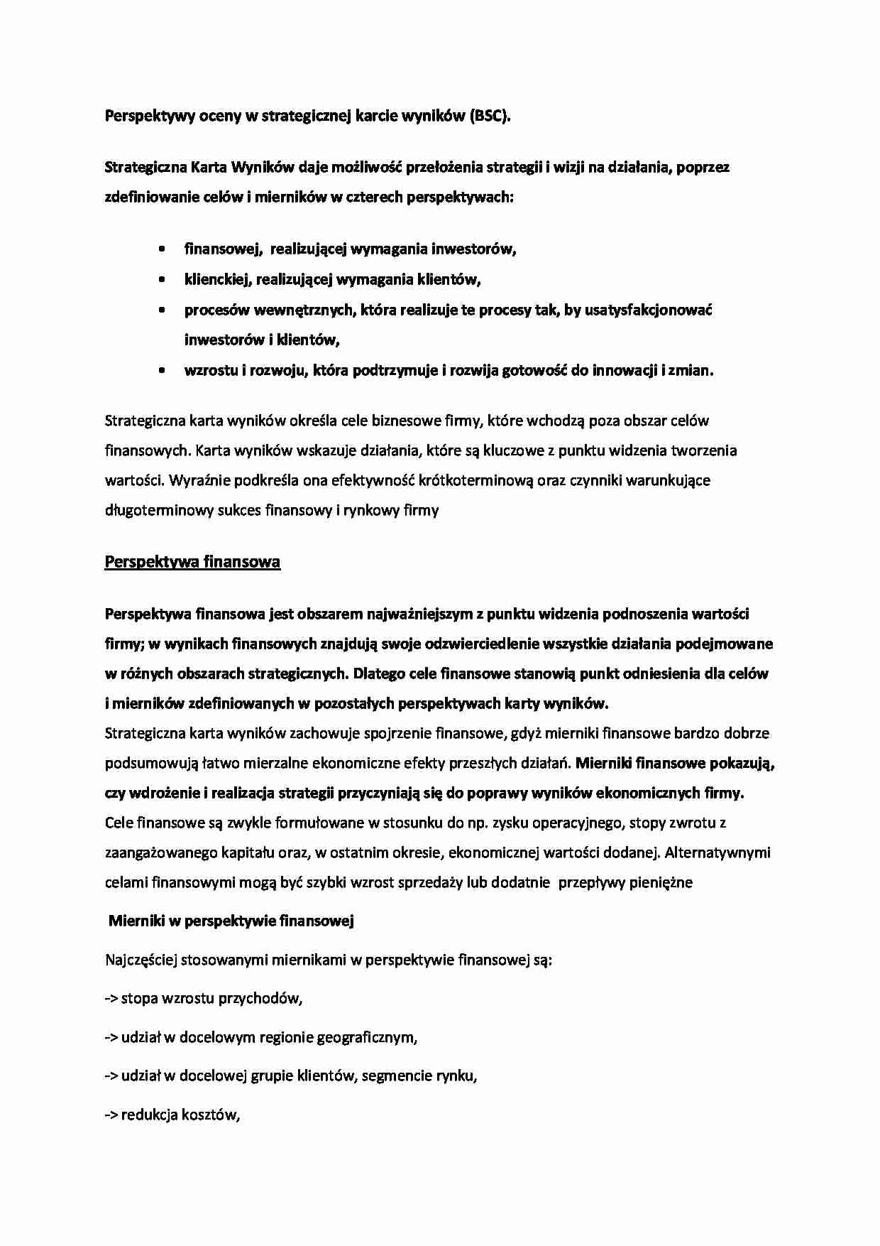 Perspektywy oceny w strategicznej karcie wyników - strona 1