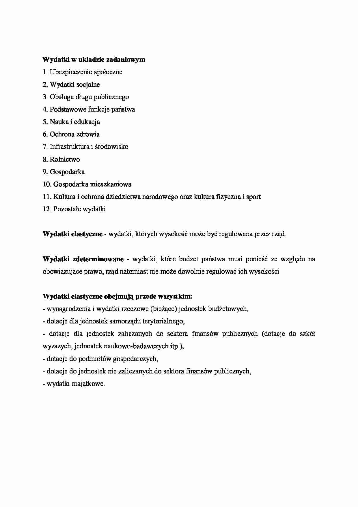 Klasyfikacja wydatków - omówienie - układ zadaniowy    - strona 1