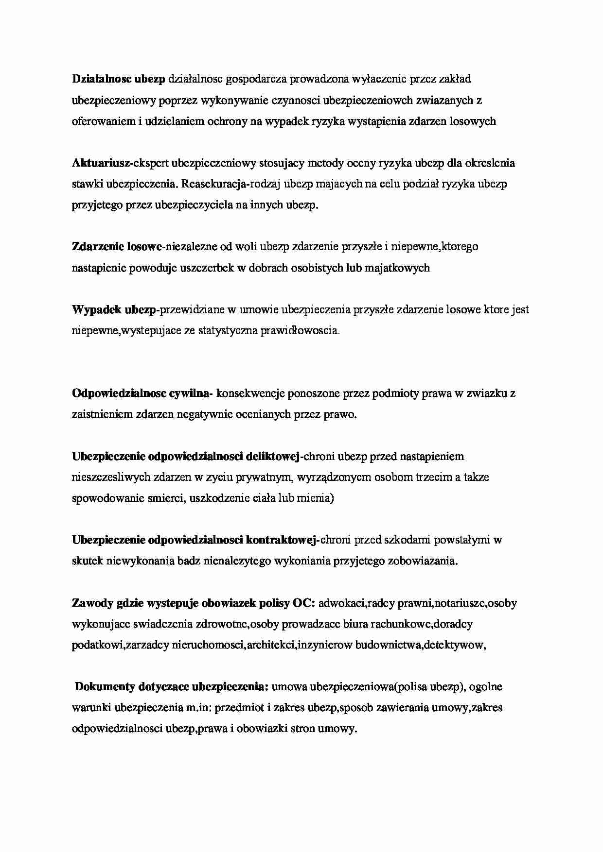 Pojęcia podstawowe - systemy ubezpieczeń - strona 1
