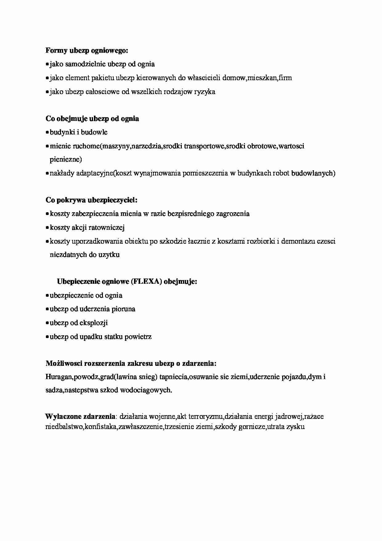 Ubezpieczenia ogniowe - omówienie - strona 1
