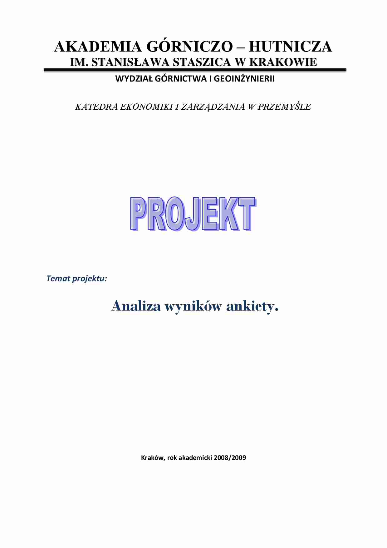 Analiza wyników ankiety - projekt - Statystyka - strona 1