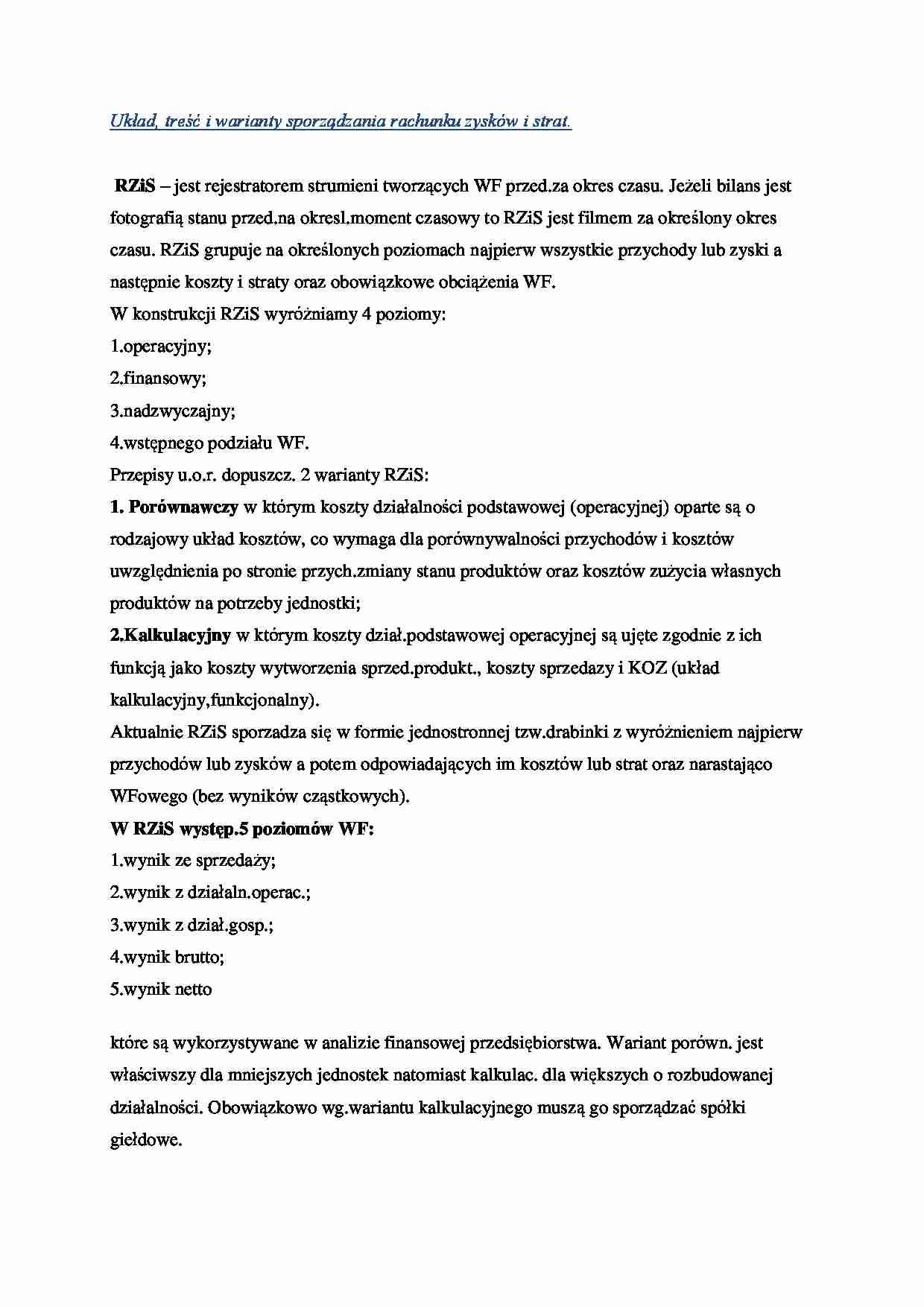 Rzachunek zysków i strat - strona 1