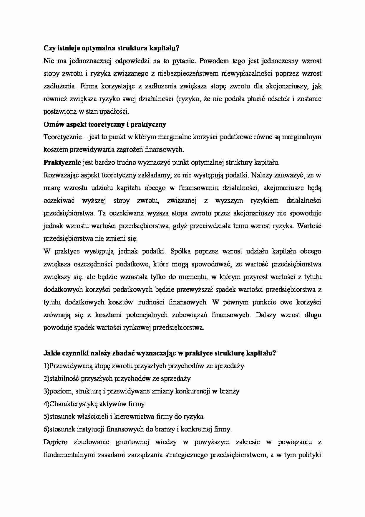 Struktura kapitału - wykład - strona 1