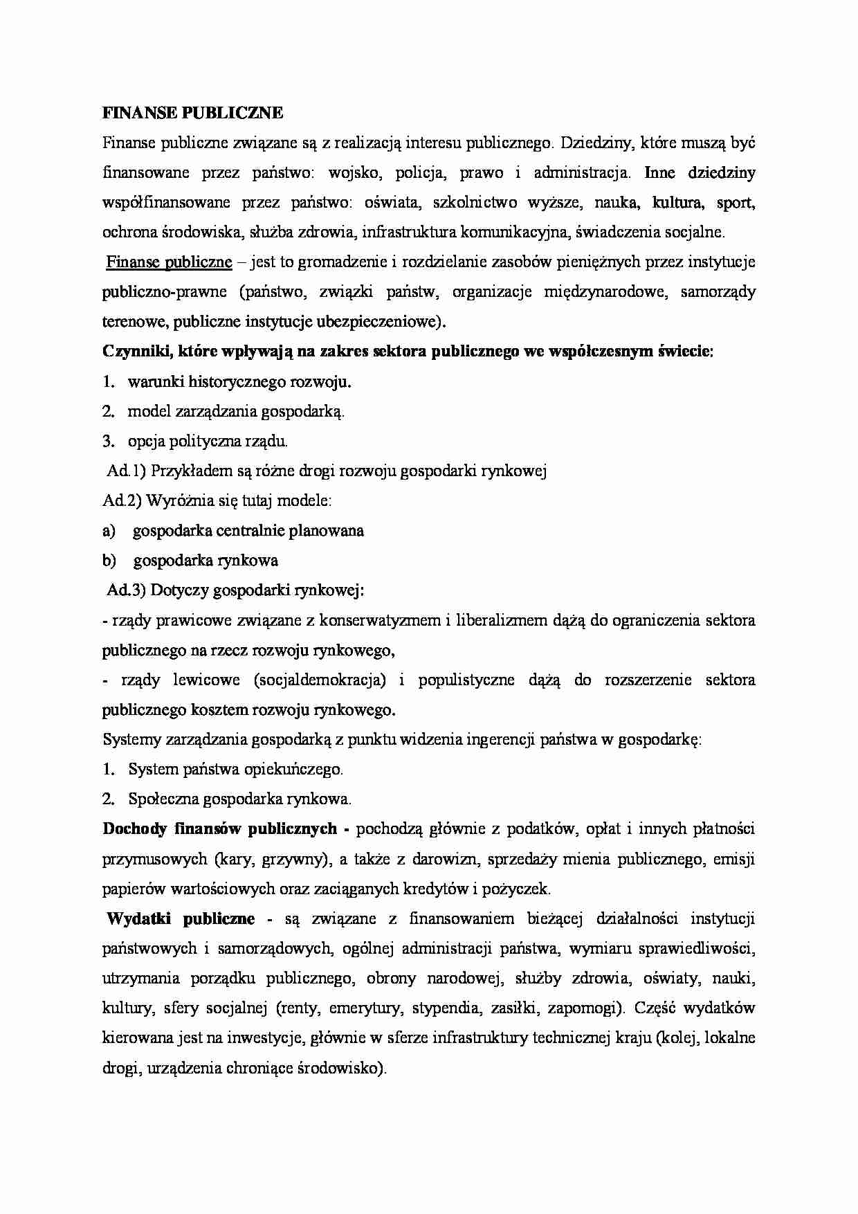 Finanse publiczne - omówienie - Dochody  finansów  publicznych - strona 1