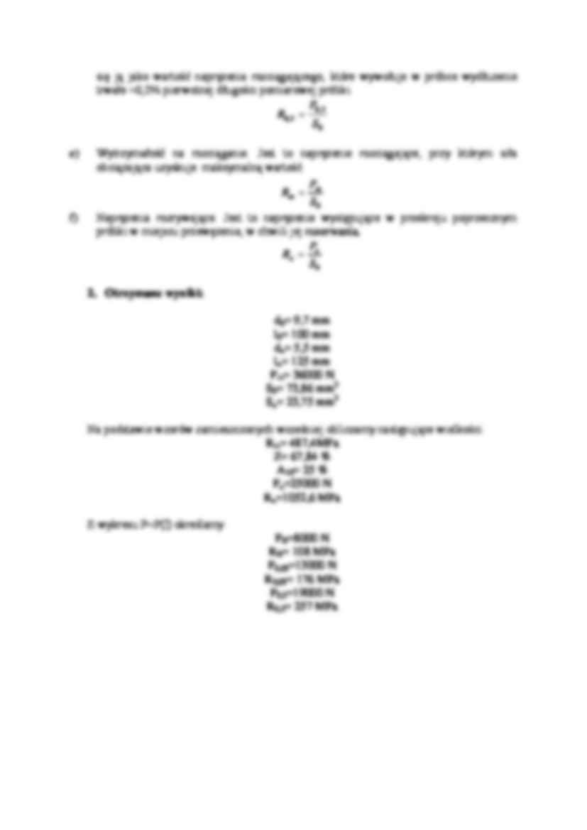 Sprawozdanie - wytrzymałość materiałów ćwiczeń - strona 2