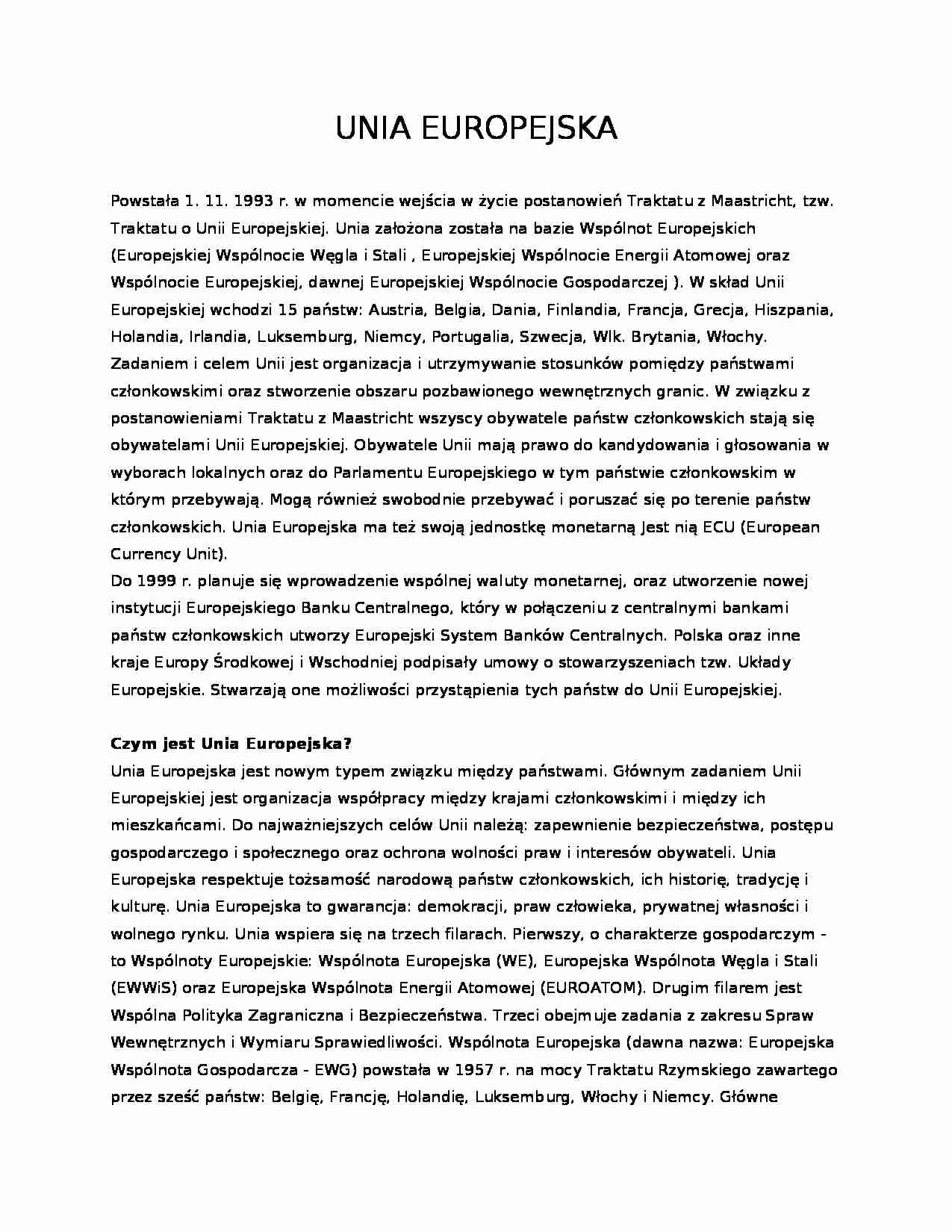 Unia Europejska (25 stron) - strona 1