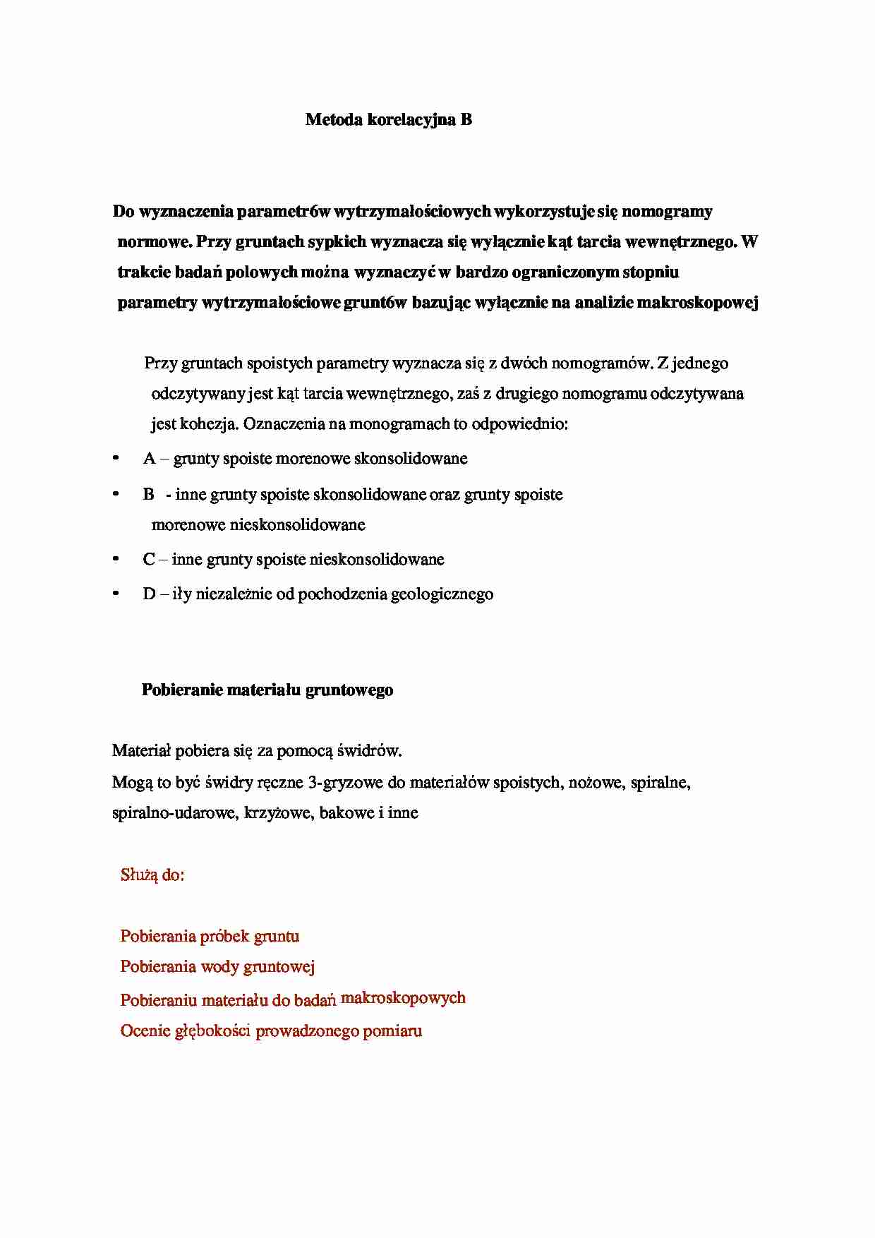 Metoda korelacyjna B - omówienie - Materiał gruntowy - strona 1