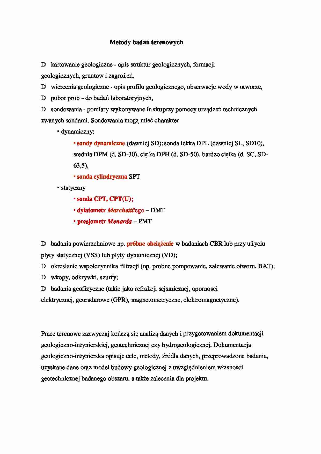 Metody badań terenowych - omówienie -  kartowanie geologiczne - strona 1