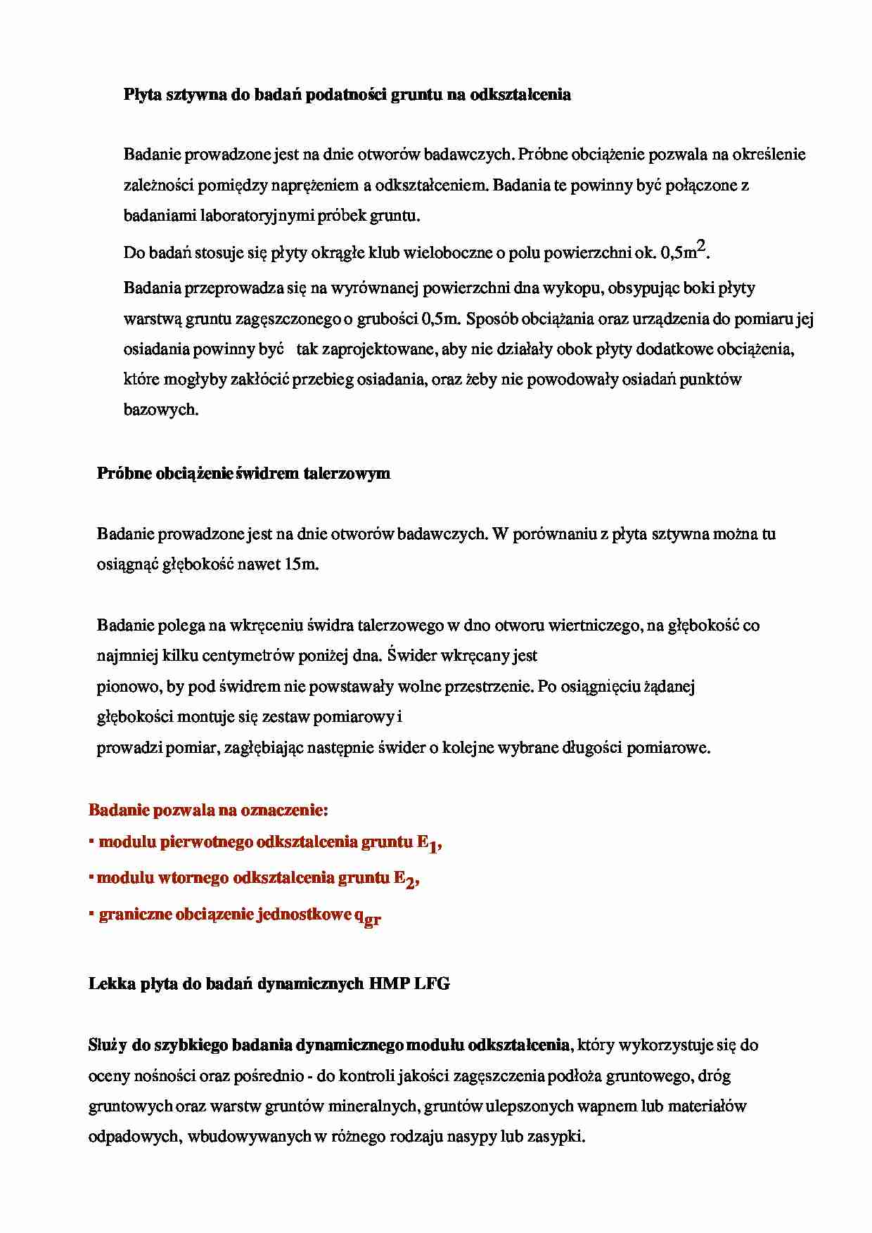 Płyta sztywna do badań podatności gruntu na odkształcenia - strona 1