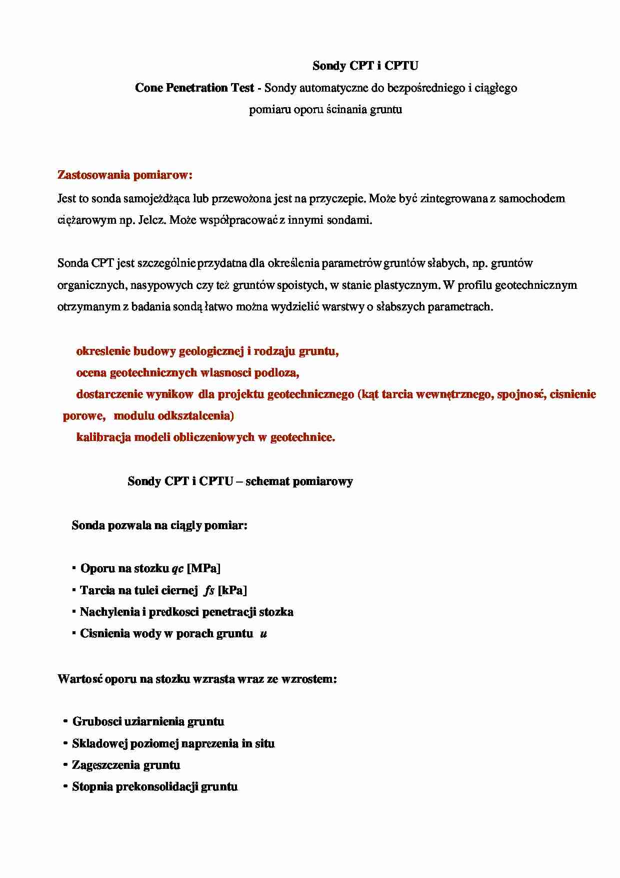 Sondy CPT i CPTU - omówienie - strona 1