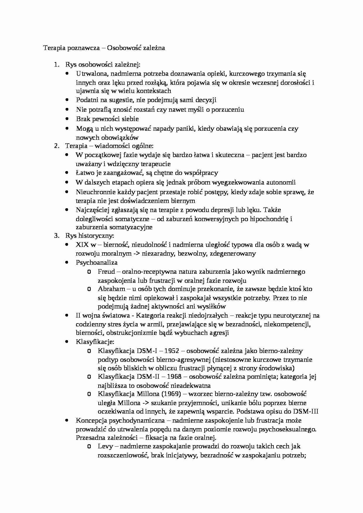 Osobowość zależna - terapia - strona 1
