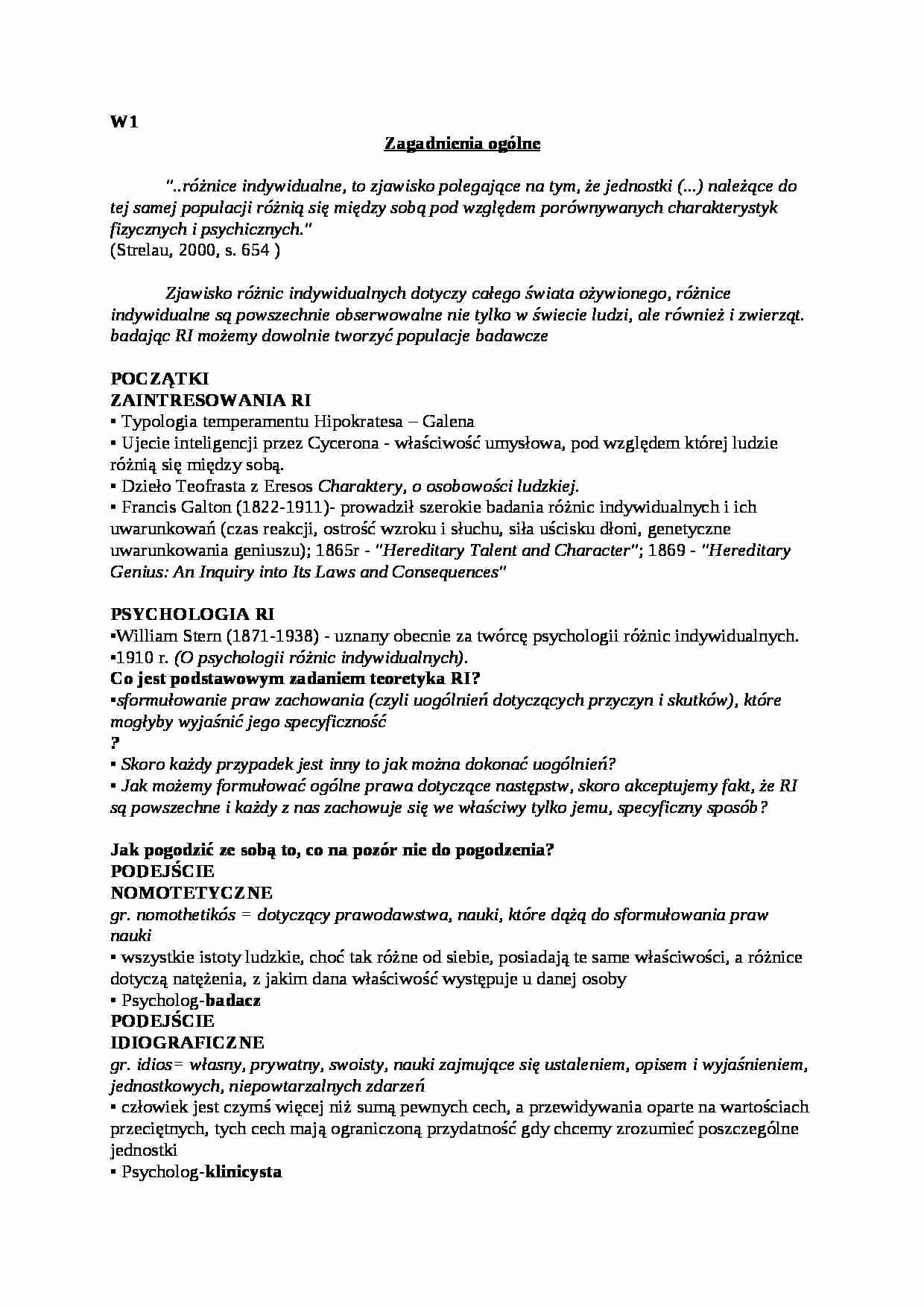 Różnice indywidualne - wykład - strona 1