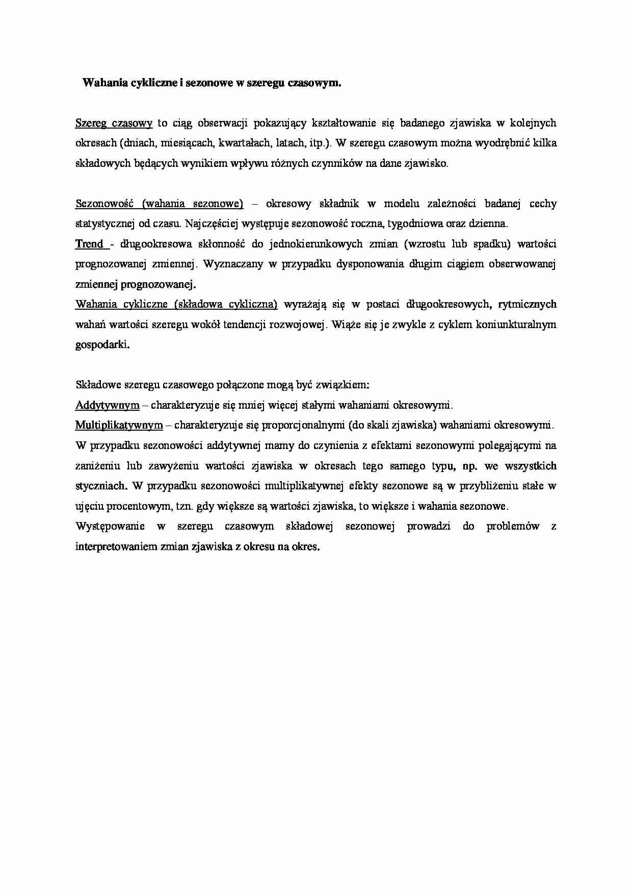 Wahania cykliczne i sezonowe w szeregu czasowym - strona 1
