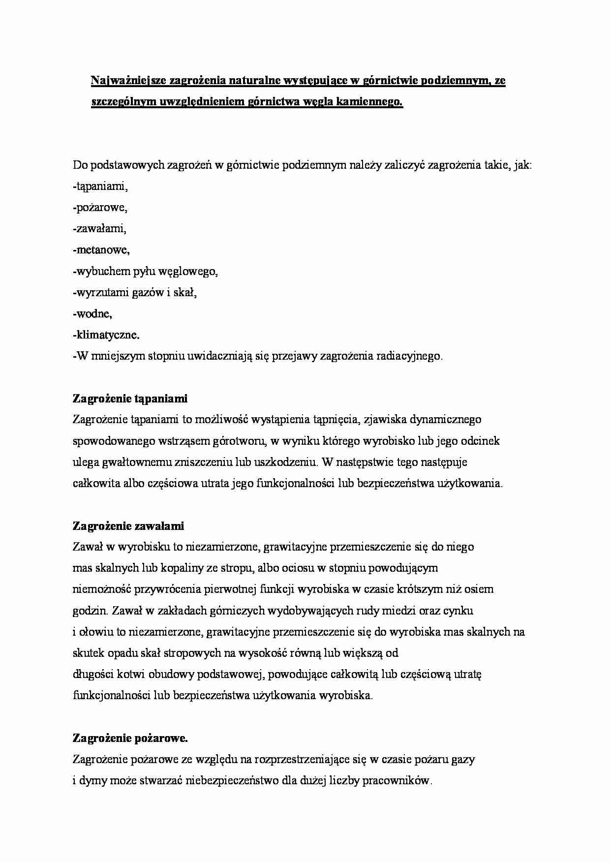 Najważniejsze zagrożenia naturalne  - omówienie - strona 1