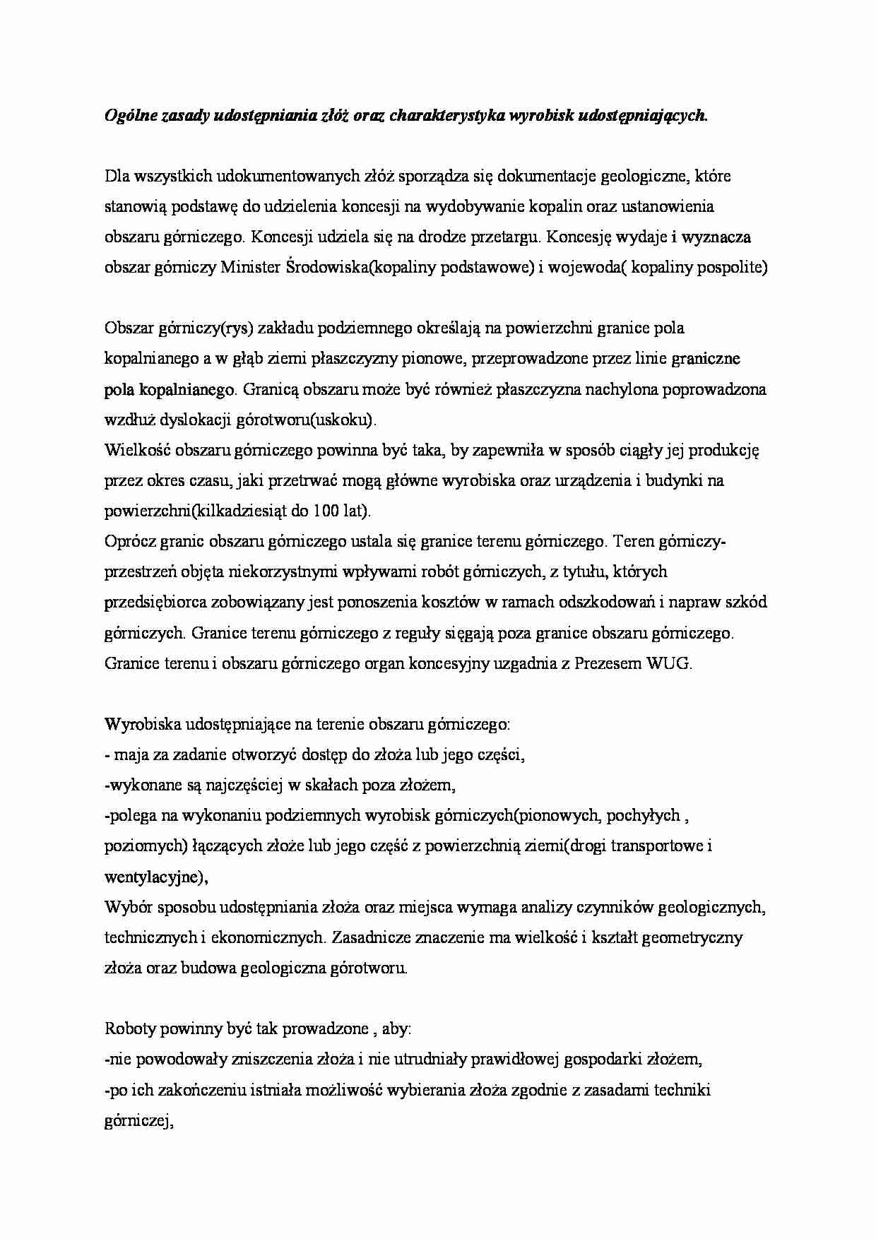 Udostępnianie złóż - wykład - strona 1