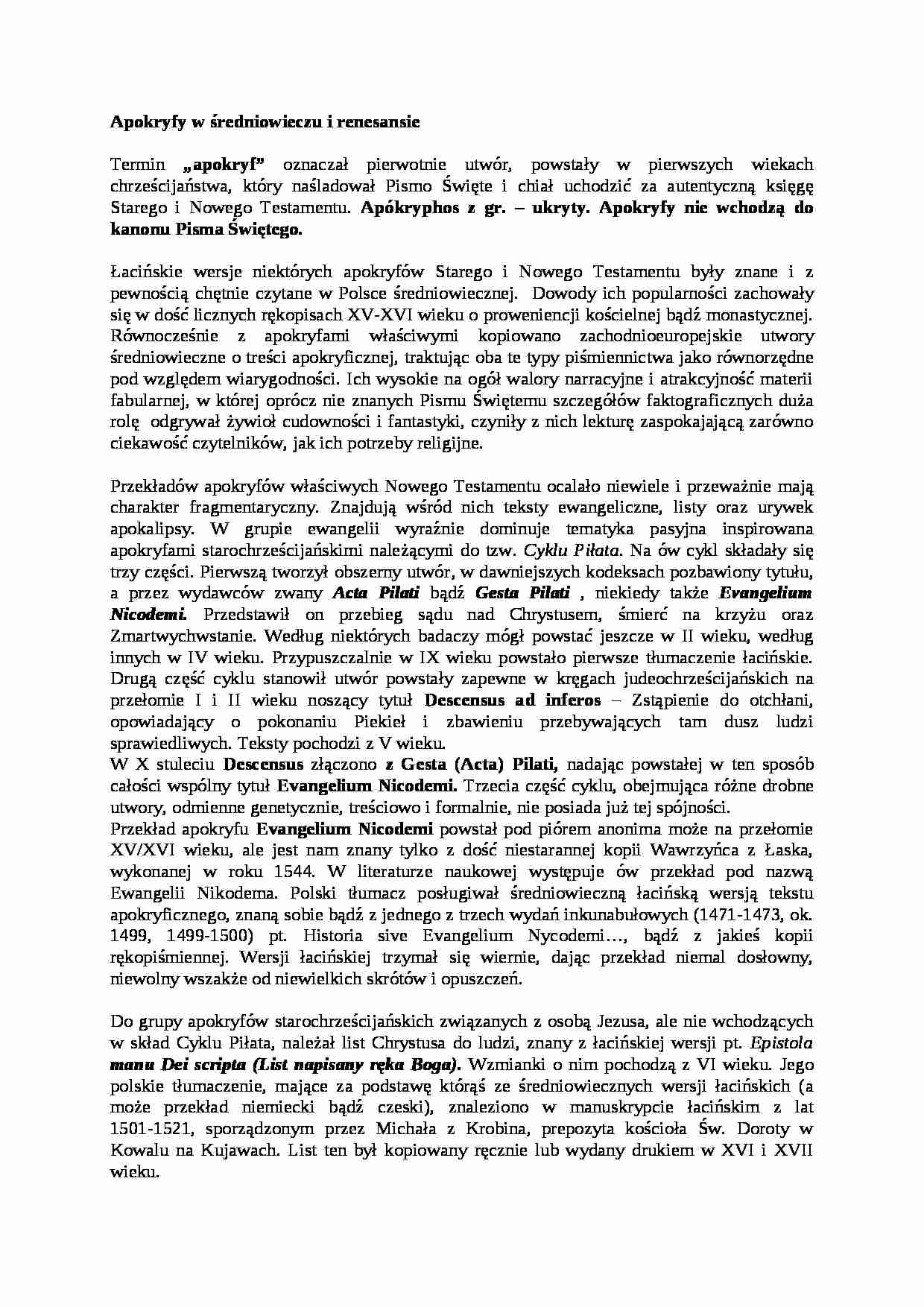 Twórczość apokryficzna - strona 1