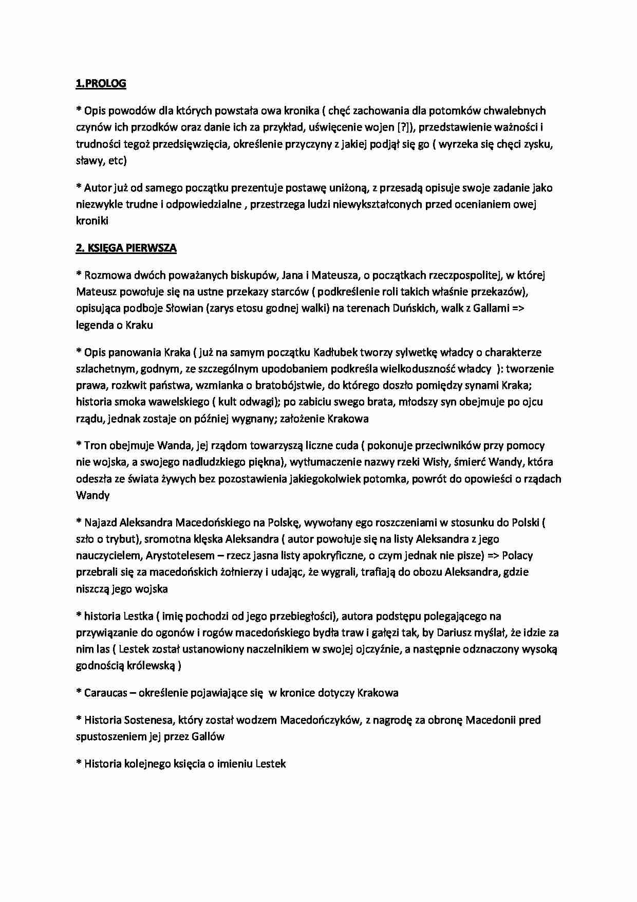 Kadłubek - Kronika opracowanie - strona 1