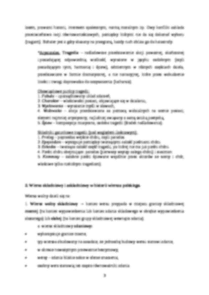 Definicje podstawowych terminów odnoszących się do starożytnej tragedii greckiej. Wiersz składniowy i askładniowy w historii wiersza polskiego - strona 3