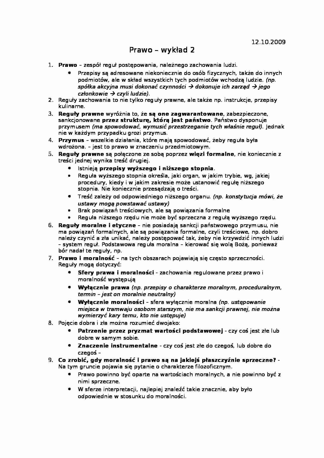 Prowo - notatki z wykładów z całego semestru - strona 1