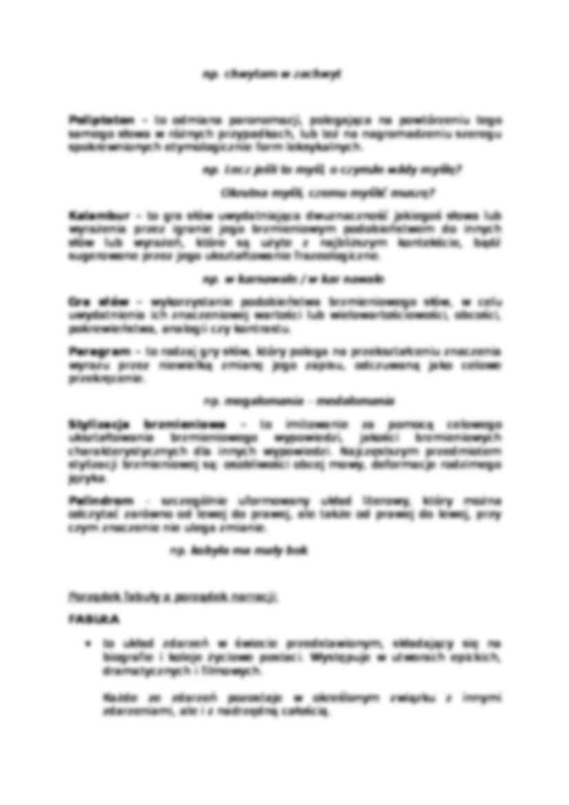 Instrumentacja głoskowa, jej funkcje i odmiany. Porządek fabuły a porządek narracji - strona 3