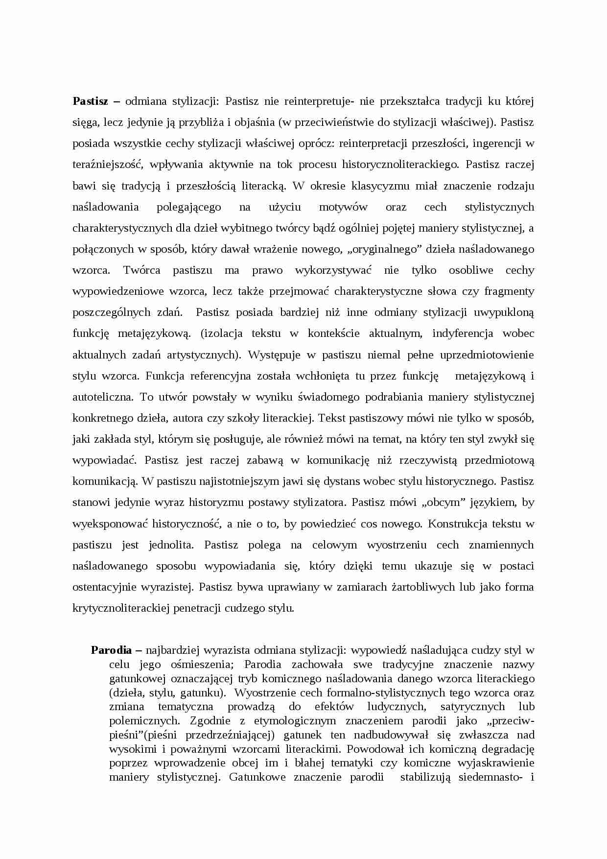 Parafraza, parodia, pastisz, trawestacja. Opowiadanie a nowela - strona 1