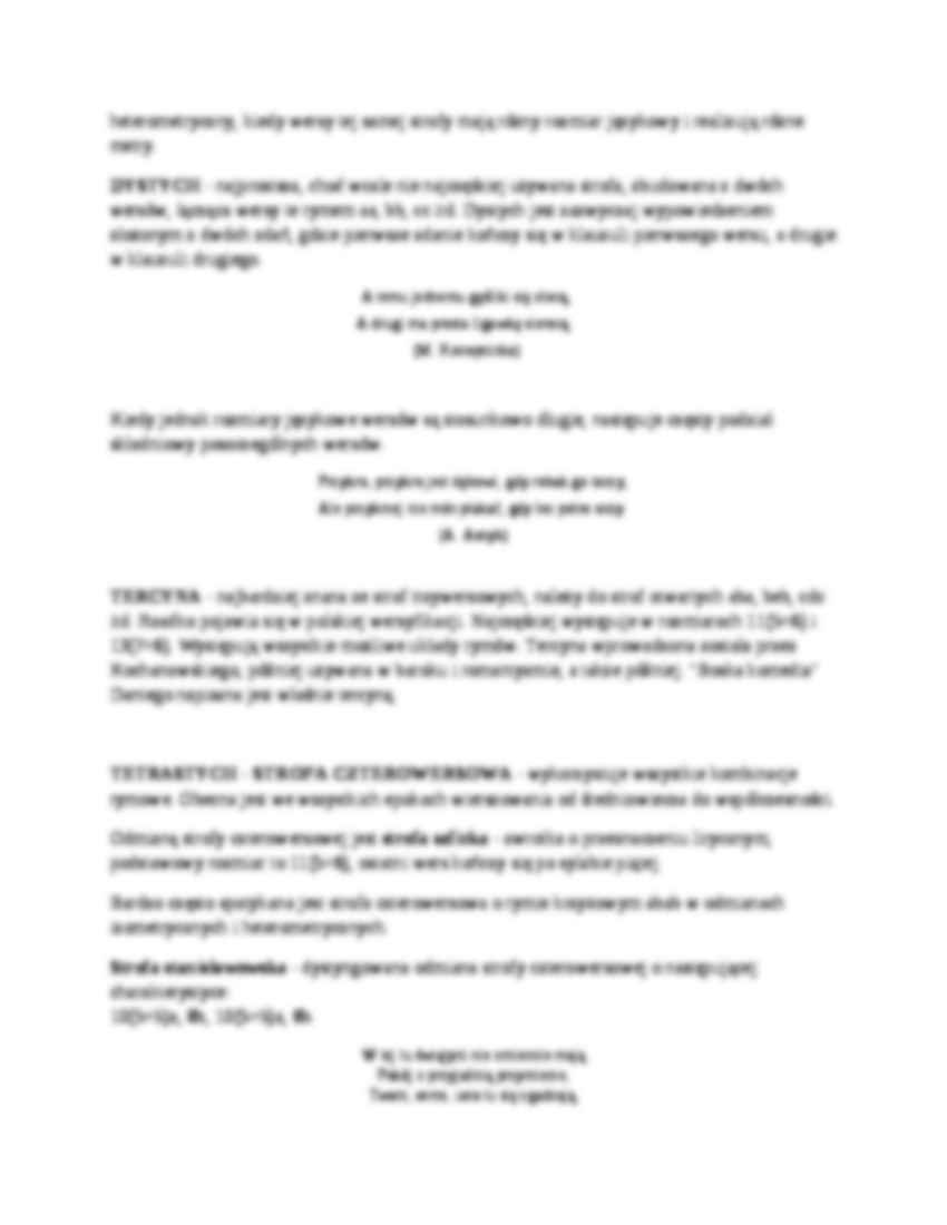 Podstawowe strofy w poezji polskiej. Powieść auktorialna a powieść personalna - strona 2