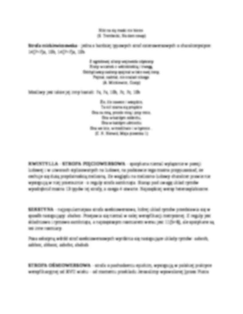 Podstawowe strofy w poezji polskiej. Powieść auktorialna a powieść personalna - strona 3