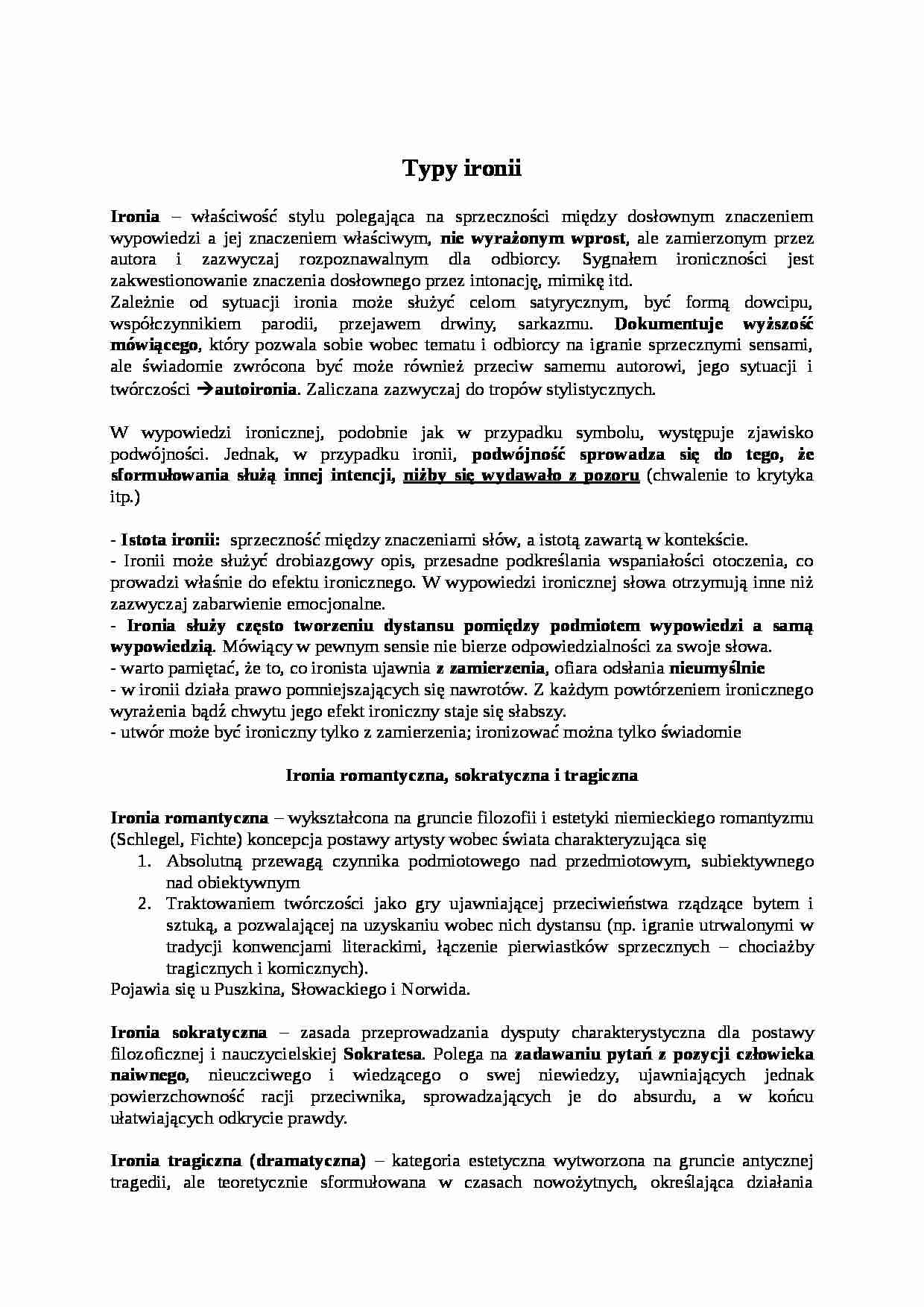 Typy ironii. Różnica między poezją a historią wg Arystotelesa - strona 1