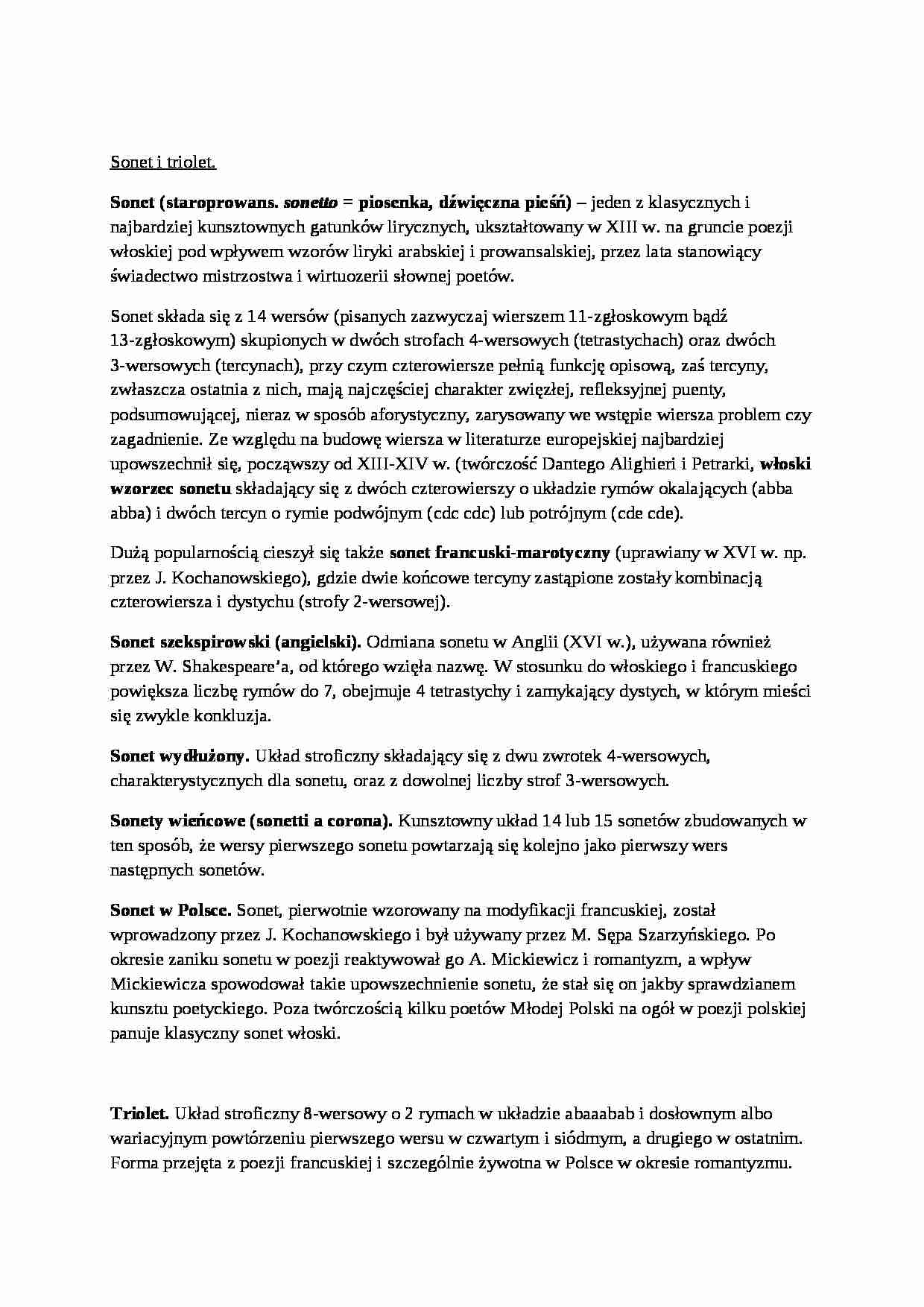 Sonet i triolet. Fabuła - koncepcje dawniejsze i nowsze - strona 1