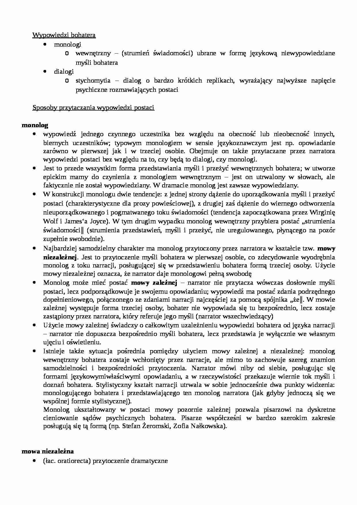 Sposoby przytaczania wypowiedzi postaci. Symbol w opozycji do metafory i alegorii - Metafora - strona 1