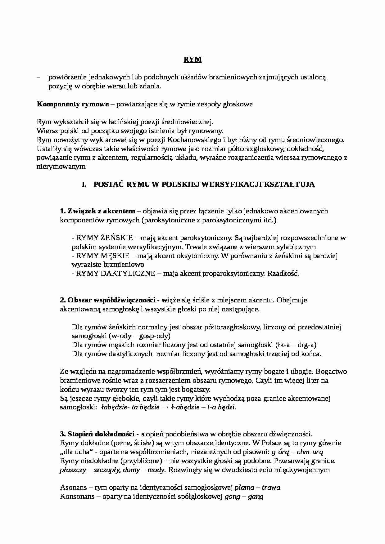 Rym. Gatunek literacki w świetle konkurencyjnych teorii - strona 1