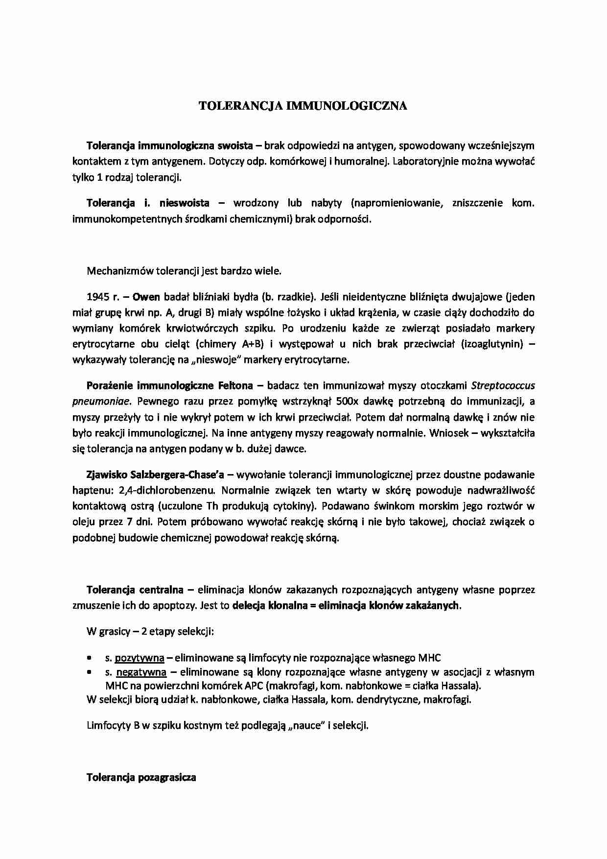 Tolerancja immunologiczna - wykład - strona 1