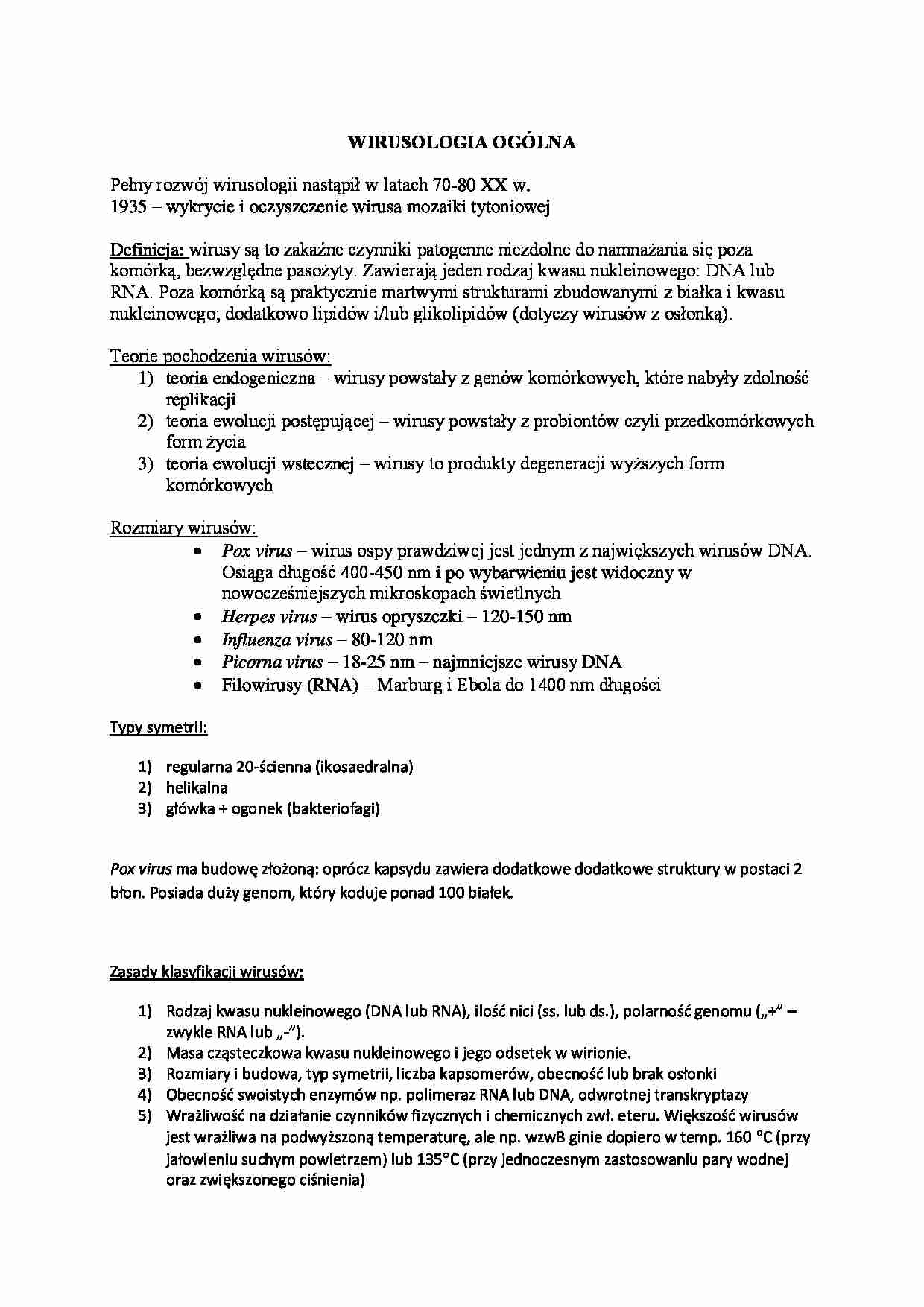 Wirusologia  - wykład - strona 1