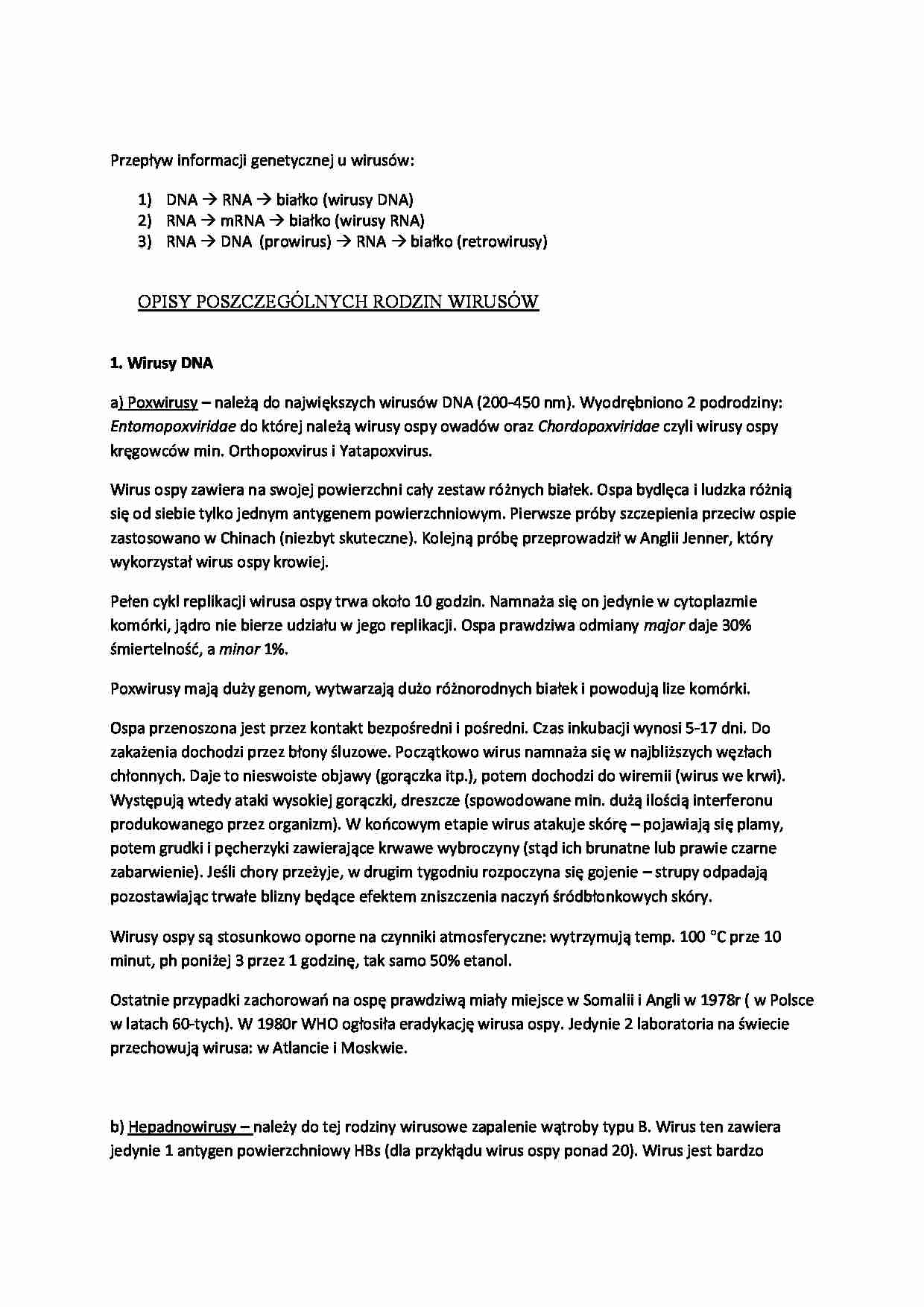 Rodziny wirusów - wykład - strona 1