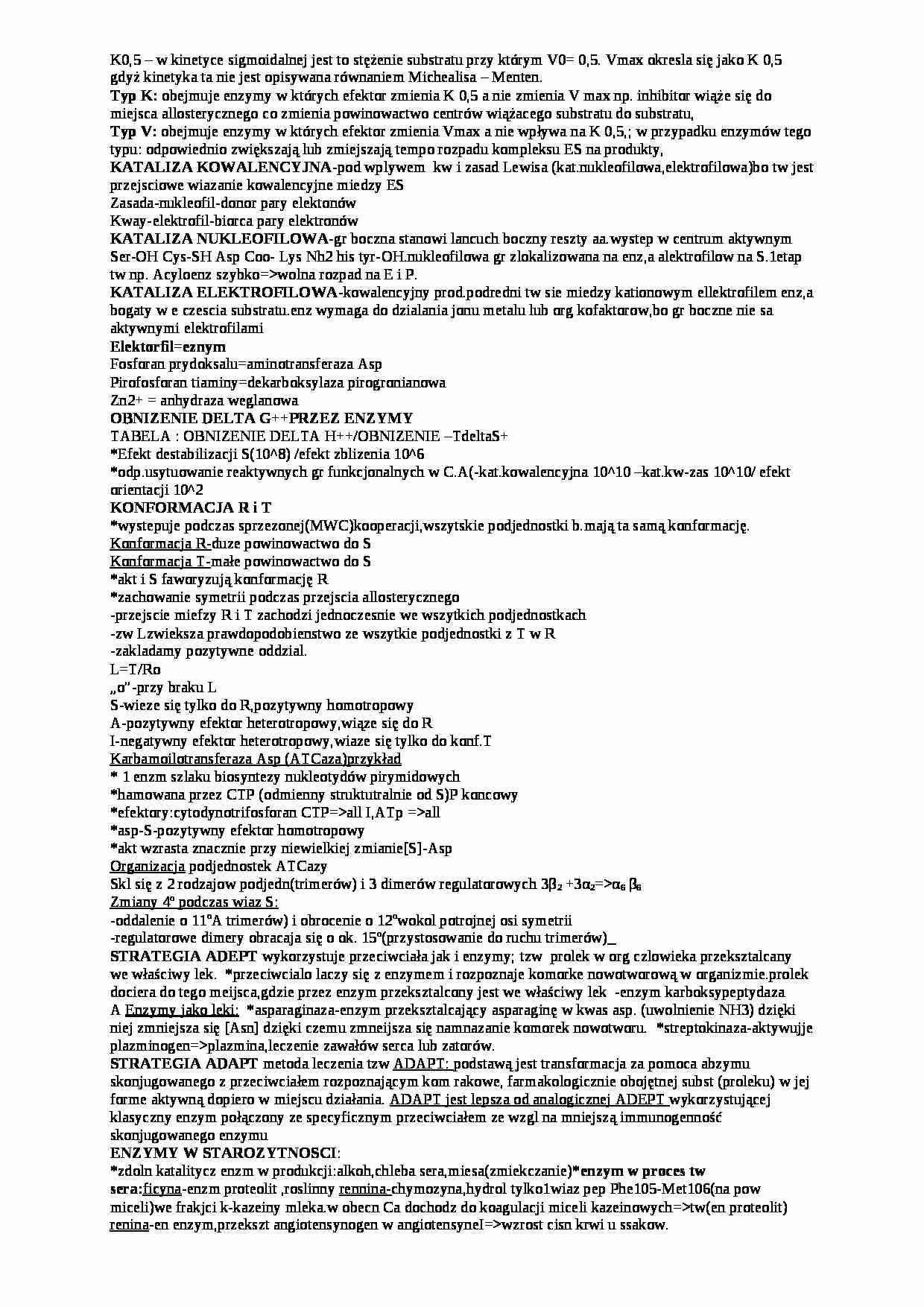 Enzymologia - pojęcia na egzamin - strona 1