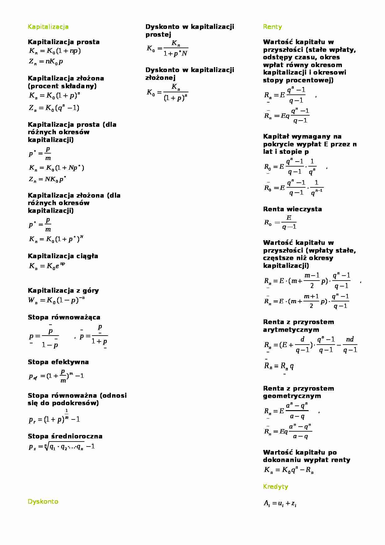 Wzory renty akcje obligacje-opracowanie - strona 1