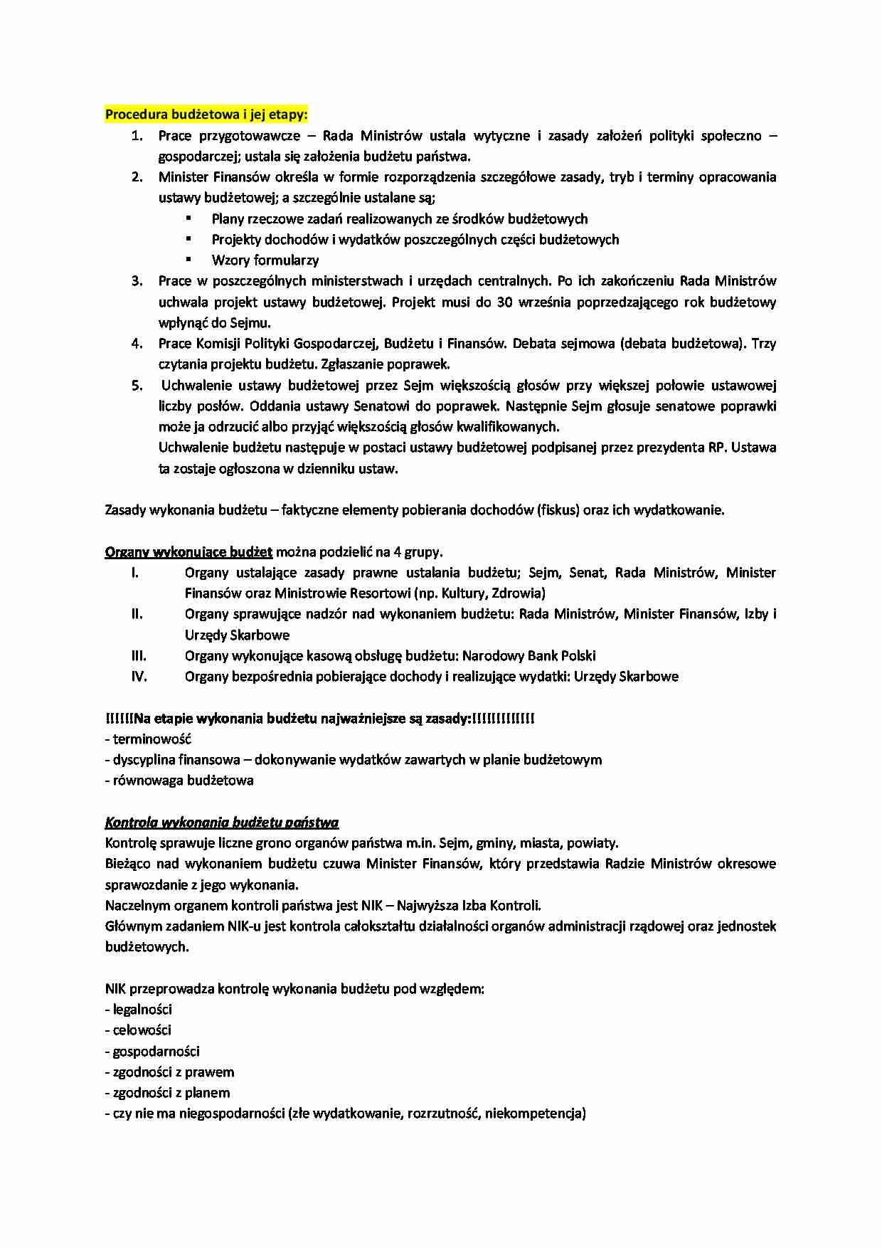 Procedura budżetowa i dochody budżetowe-oparcowanie - strona 1