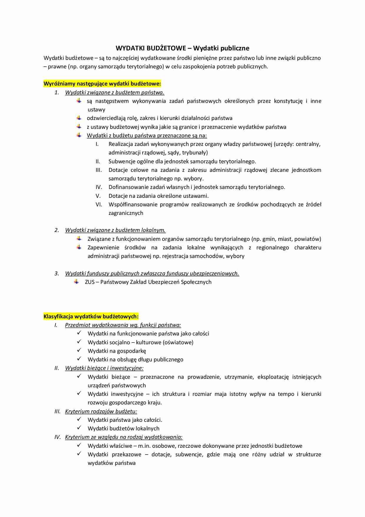 Wydatki publiczne i dług publiczny-oparcowanie - strona 1