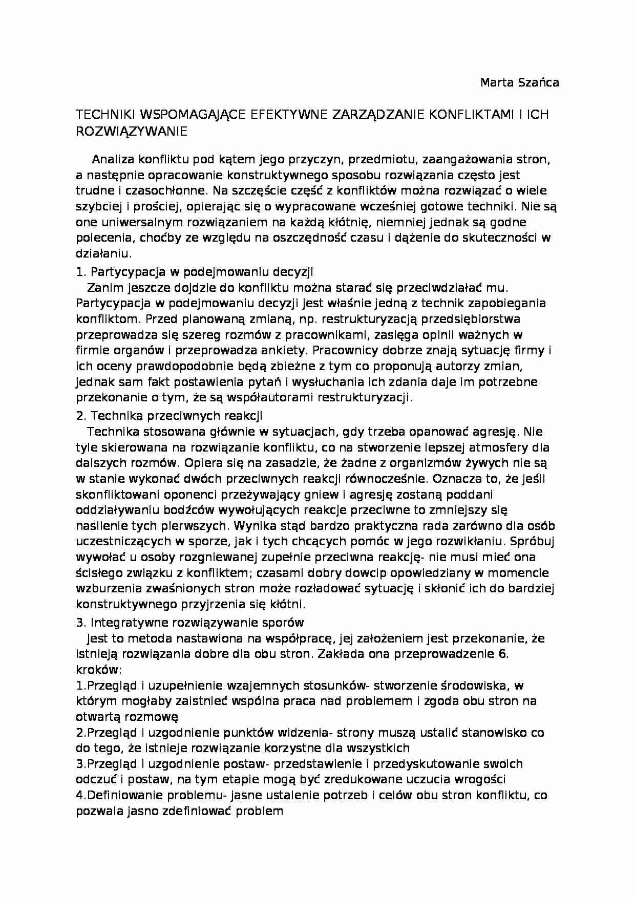 Konflikty w organizacji II-opracowanie - strona 1