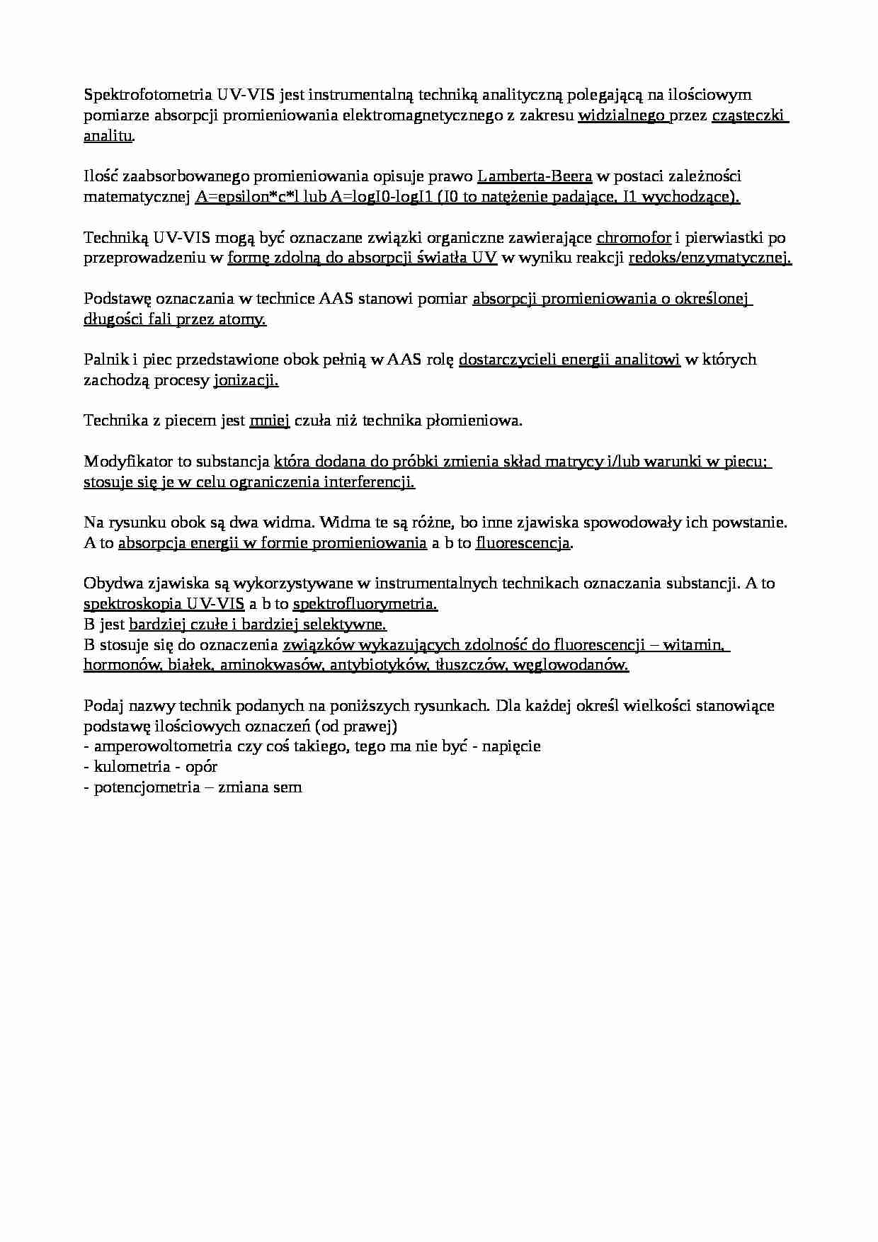 Spektrofotometria UV-VIS-opracowanie - strona 1
